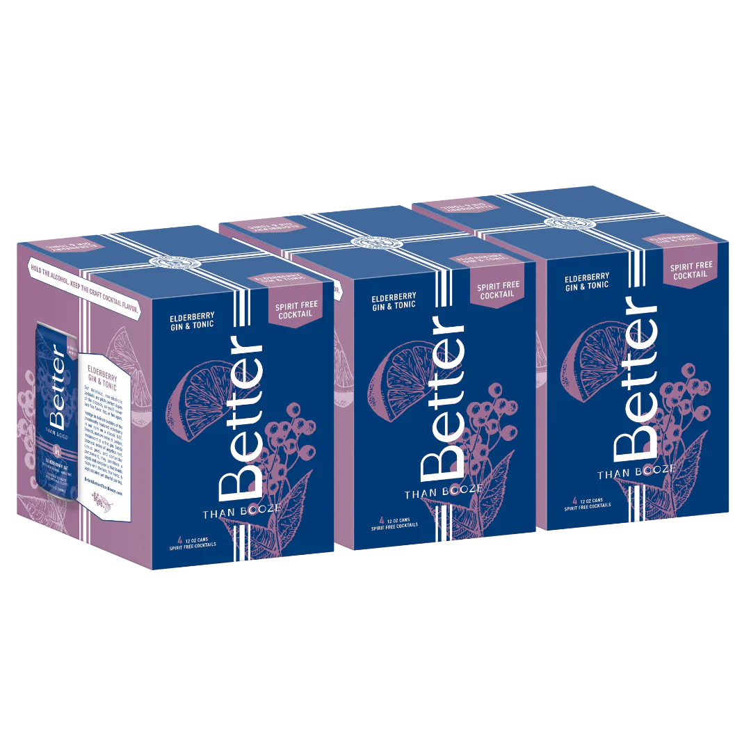 Better Than Booze - Elderberry G & T Non Alcoholic Mocktail - 12 & 24-pack cans