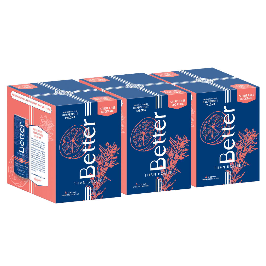 Better Than Booze - Rosemary Grapefruit Paloma Non Alcoholic Mocktail - 12 & 24-pack cans