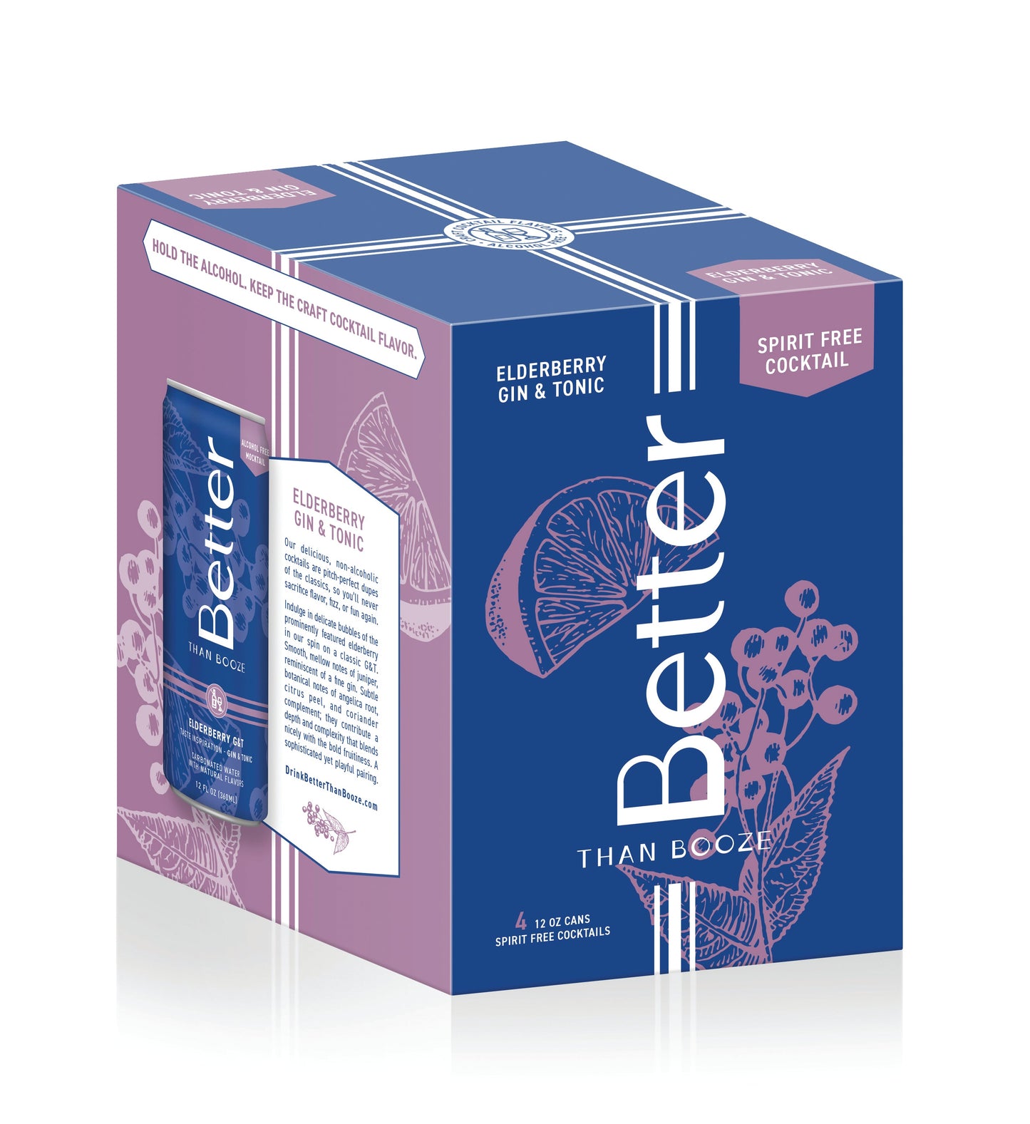 Better Than Booze - Elderberry G & T Non Alcoholic Mocktail - 12 & 24-pack cans