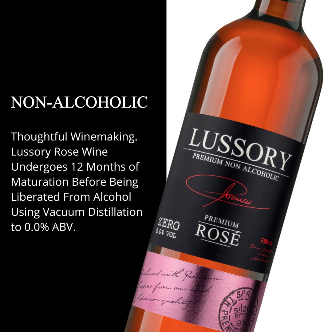 Lussory Premium (Spain) - Dealcoholized Rosé Wine - Low Calories, Low Sugar, Halal Certified - 750ml
