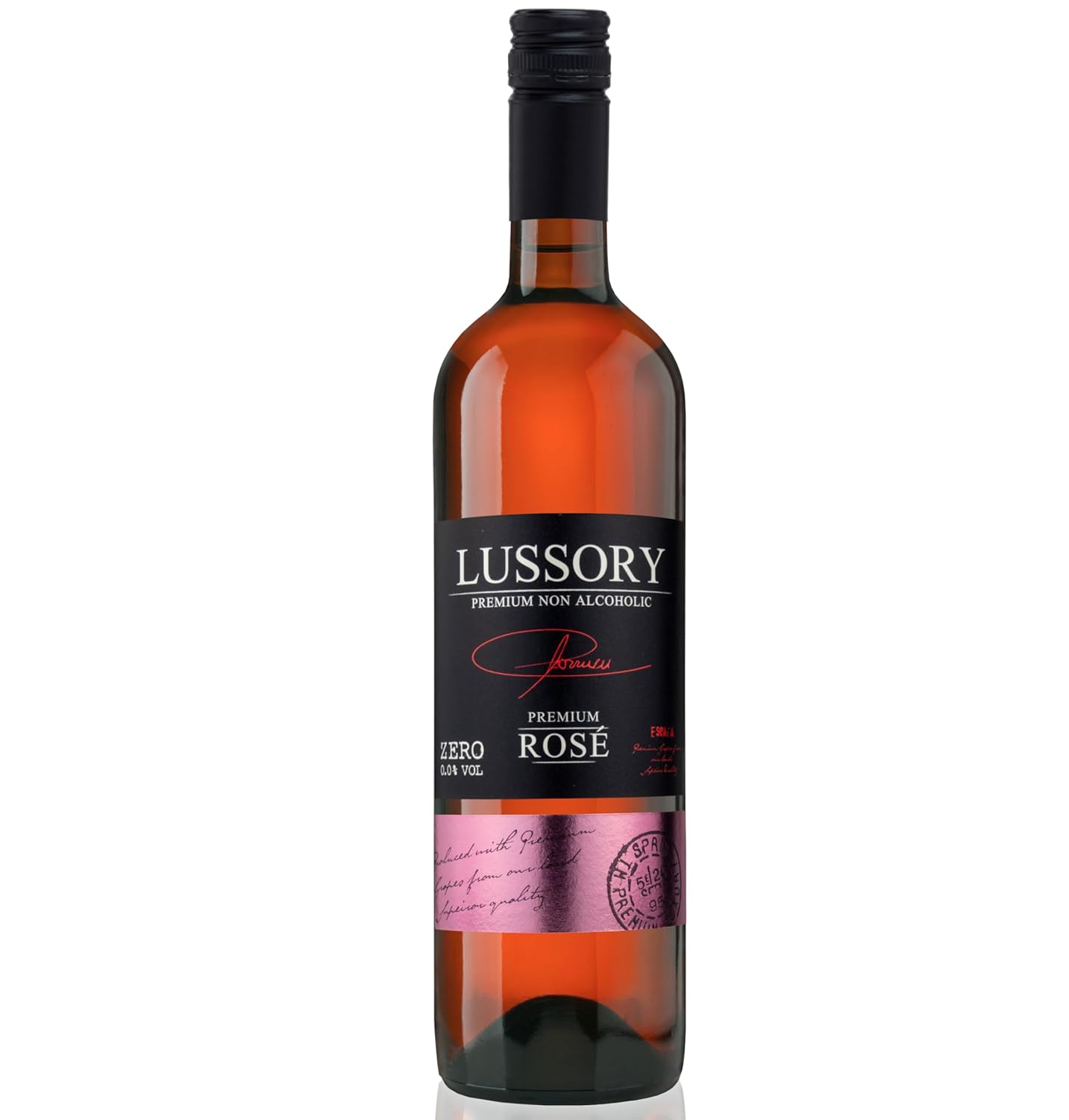 Lussory Premium (Spain) - Dealcoholized Rosé Wine - Low Calories, Low Sugar, Halal Certified - 750ml