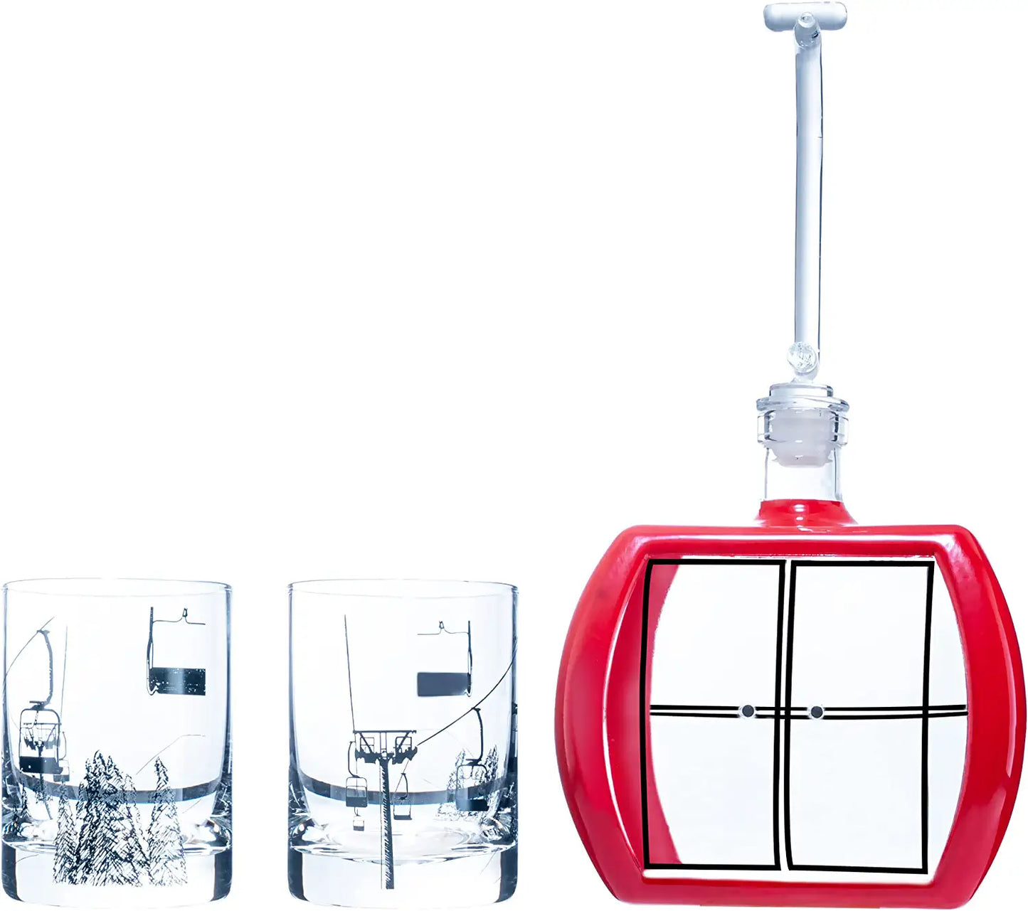 The Wine Savant - Ski Mountain Gondola Decanter & Glasses for Wine & Whiskey - 34oz