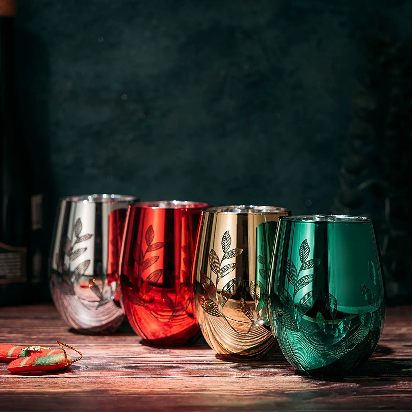 The Wine Savant - Multicolor 4-Piece Tree Stemless Wine & Water Glasses