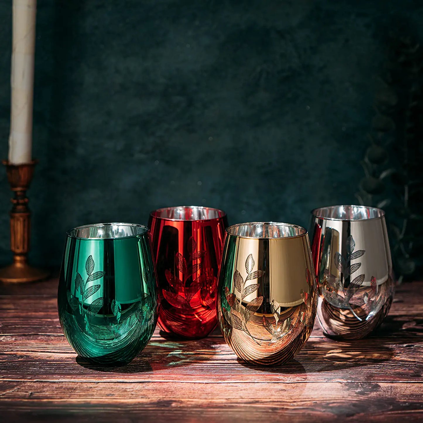 The Wine Savant - Multicolor 4-Piece Tree Stemless Wine & Water Glasses