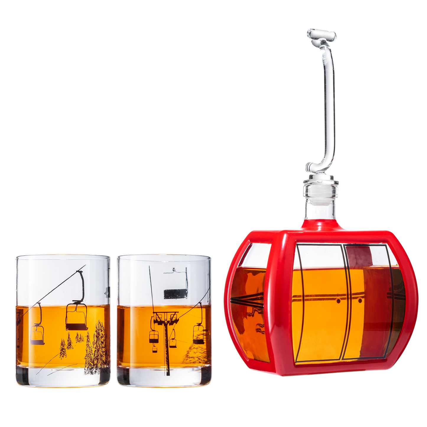 The Wine Savant - Ski Mountain Gondola Decanter & Glasses for Wine & Whiskey - 34oz