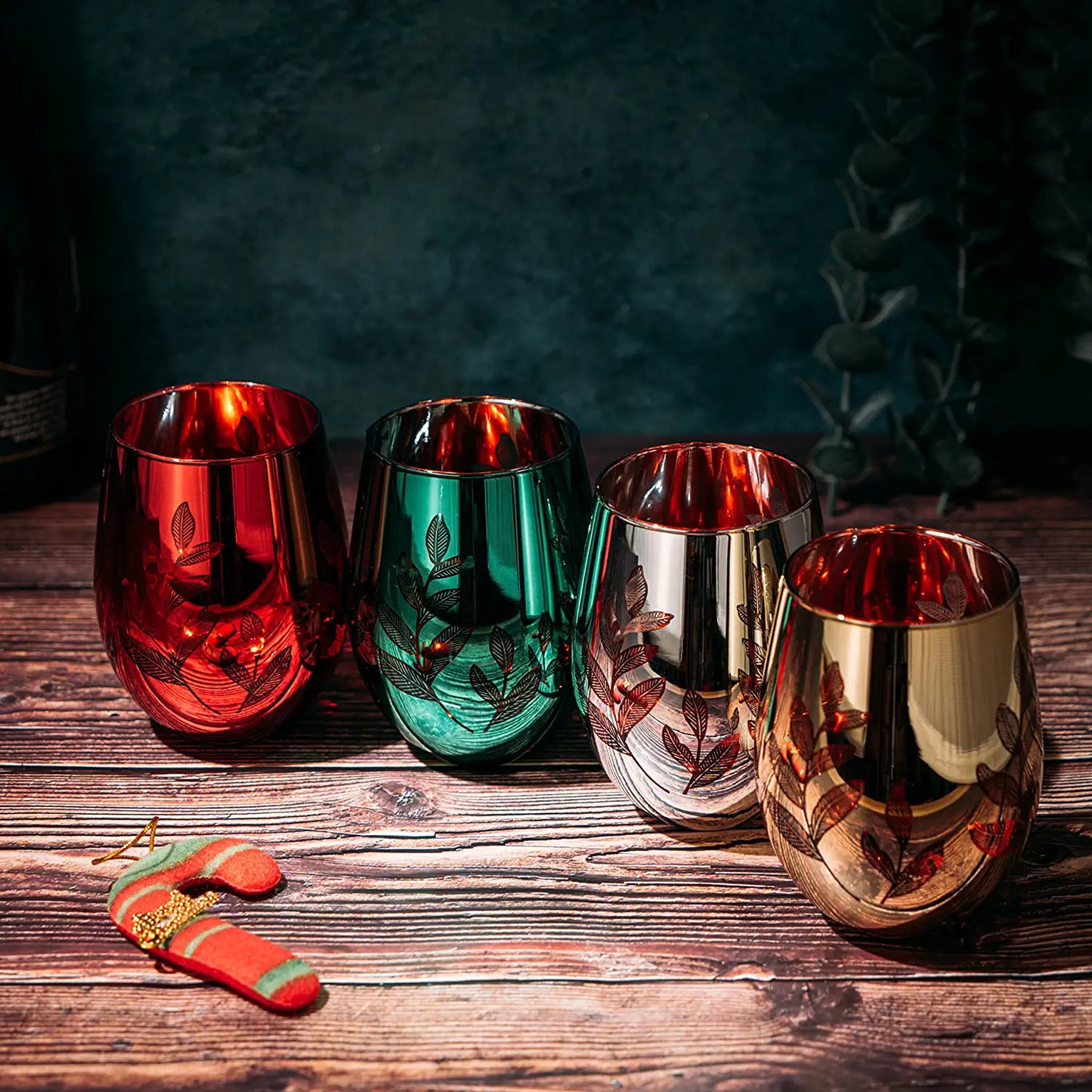 The Wine Savant - Multicolor 4-Piece Tree Stemless Wine & Water Glasses