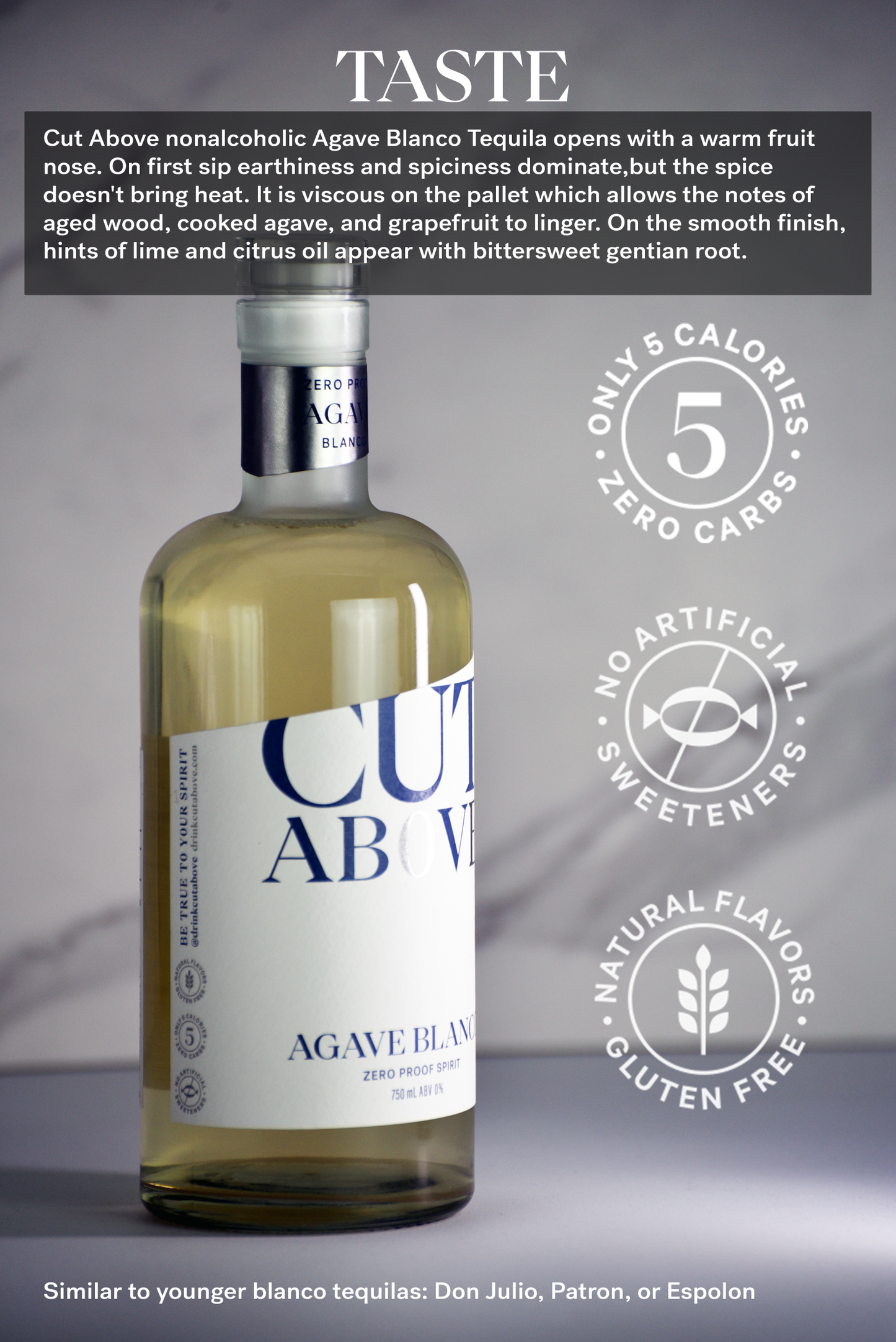 CUT ABOVE - Zero Proof Agave Blanco Tequila - 750ml