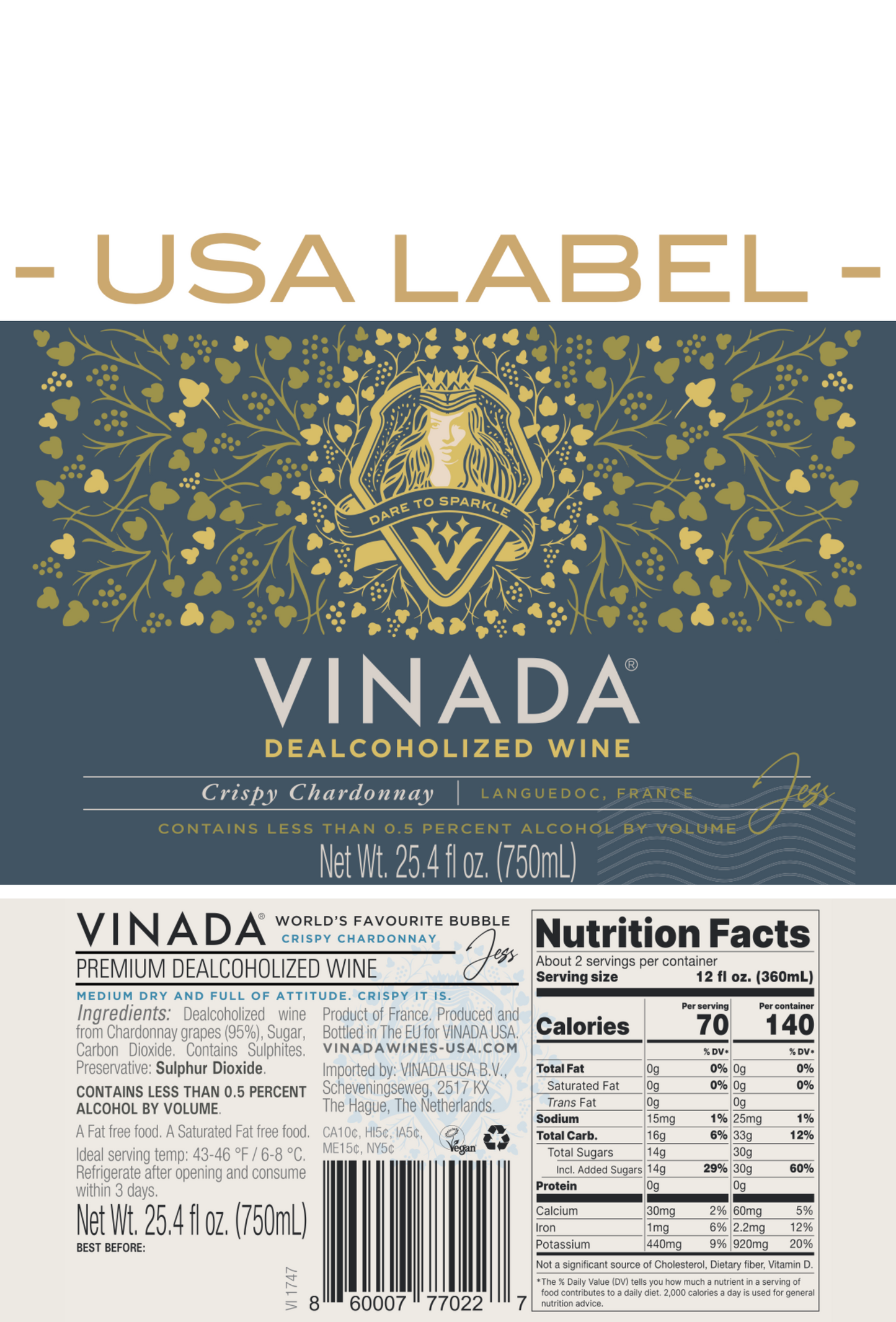 VINADA® - CRISPY CHARDONNAY (0%) 750 ML GIFTSET