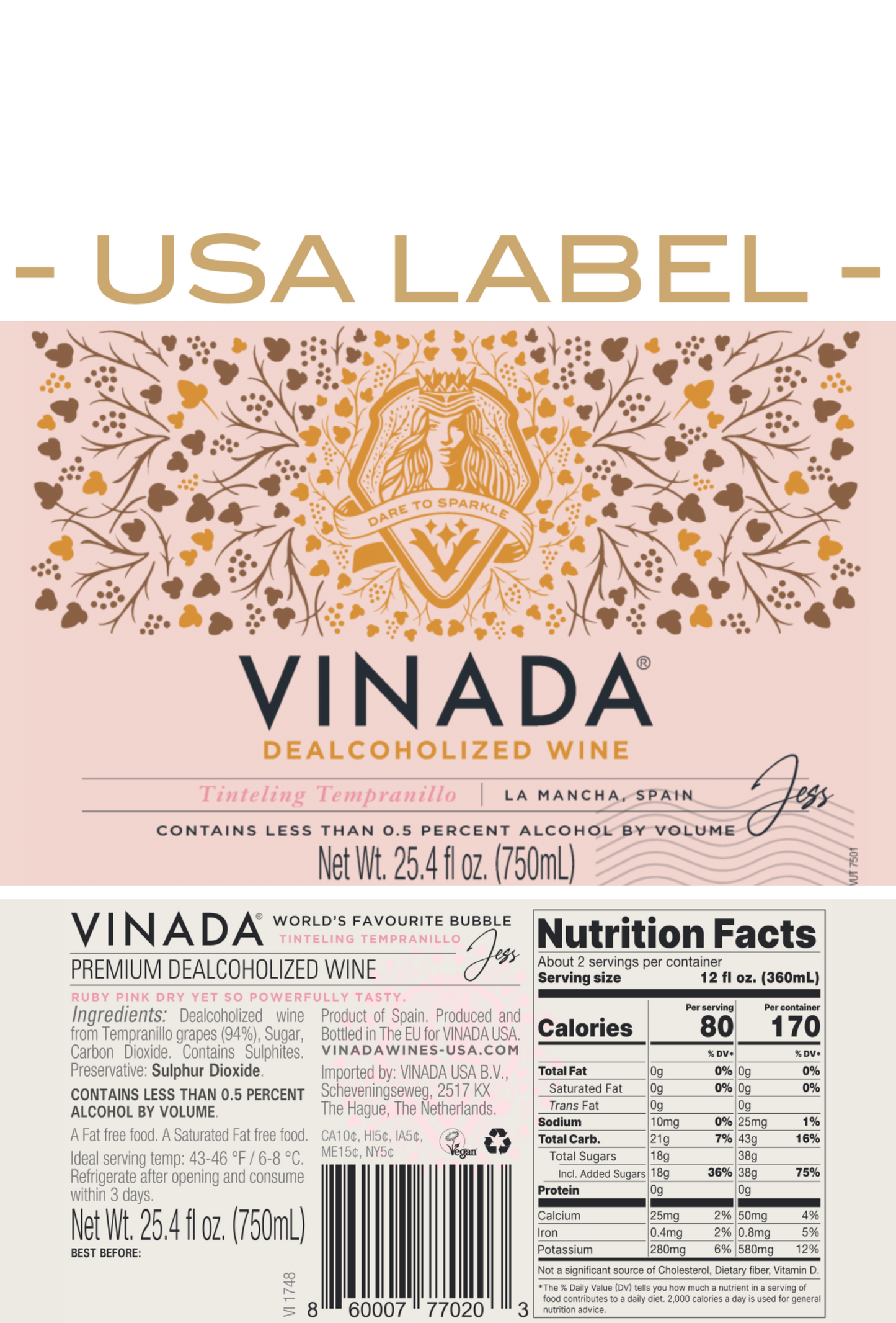 VINADA® - TINTELING TEMPRANILLO ROSÉ (0%) 750 ML GIFTSET