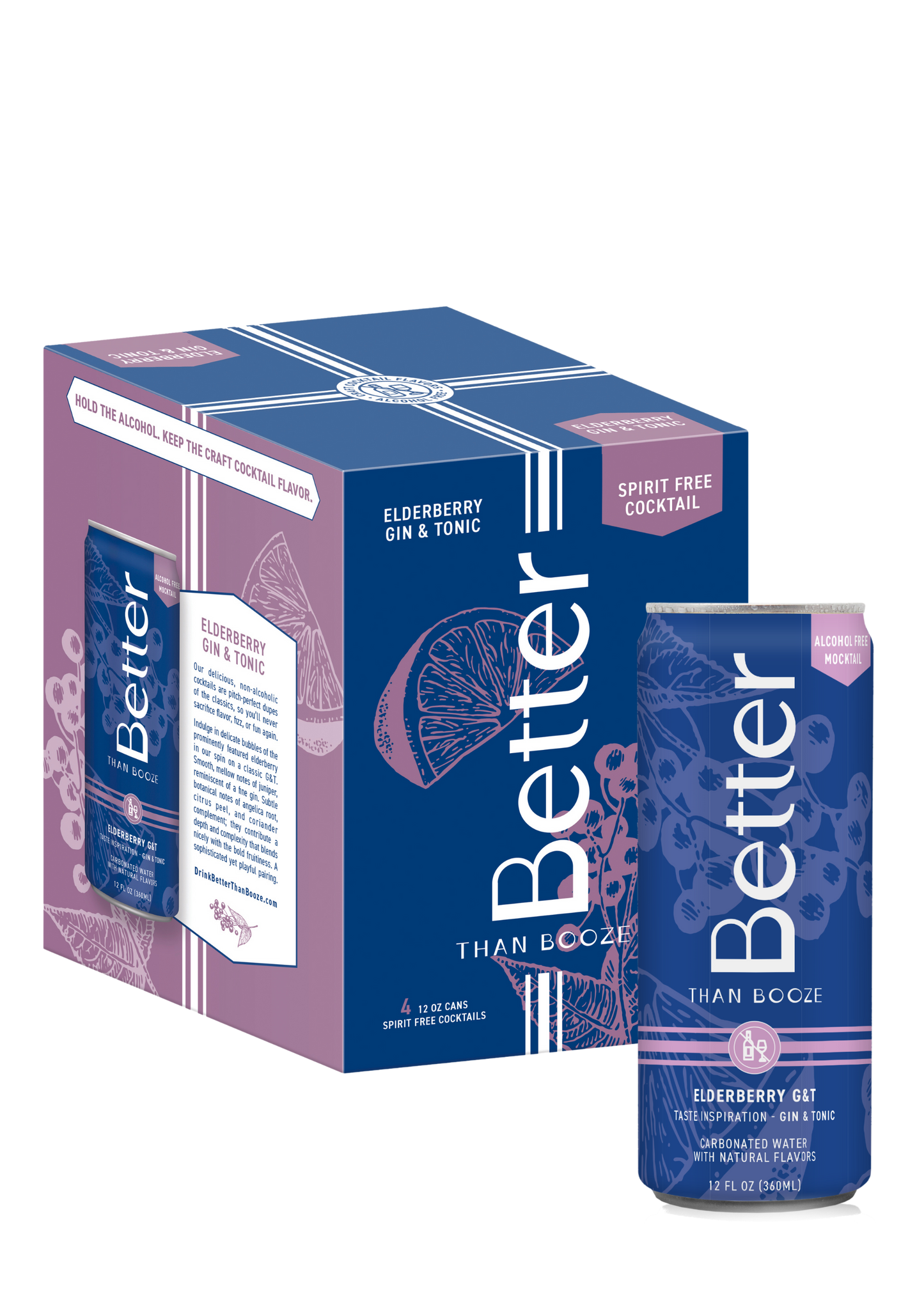 Better Than Booze - Elderberry G & T Non Alcoholic Mocktail - 12 & 24-pack cans