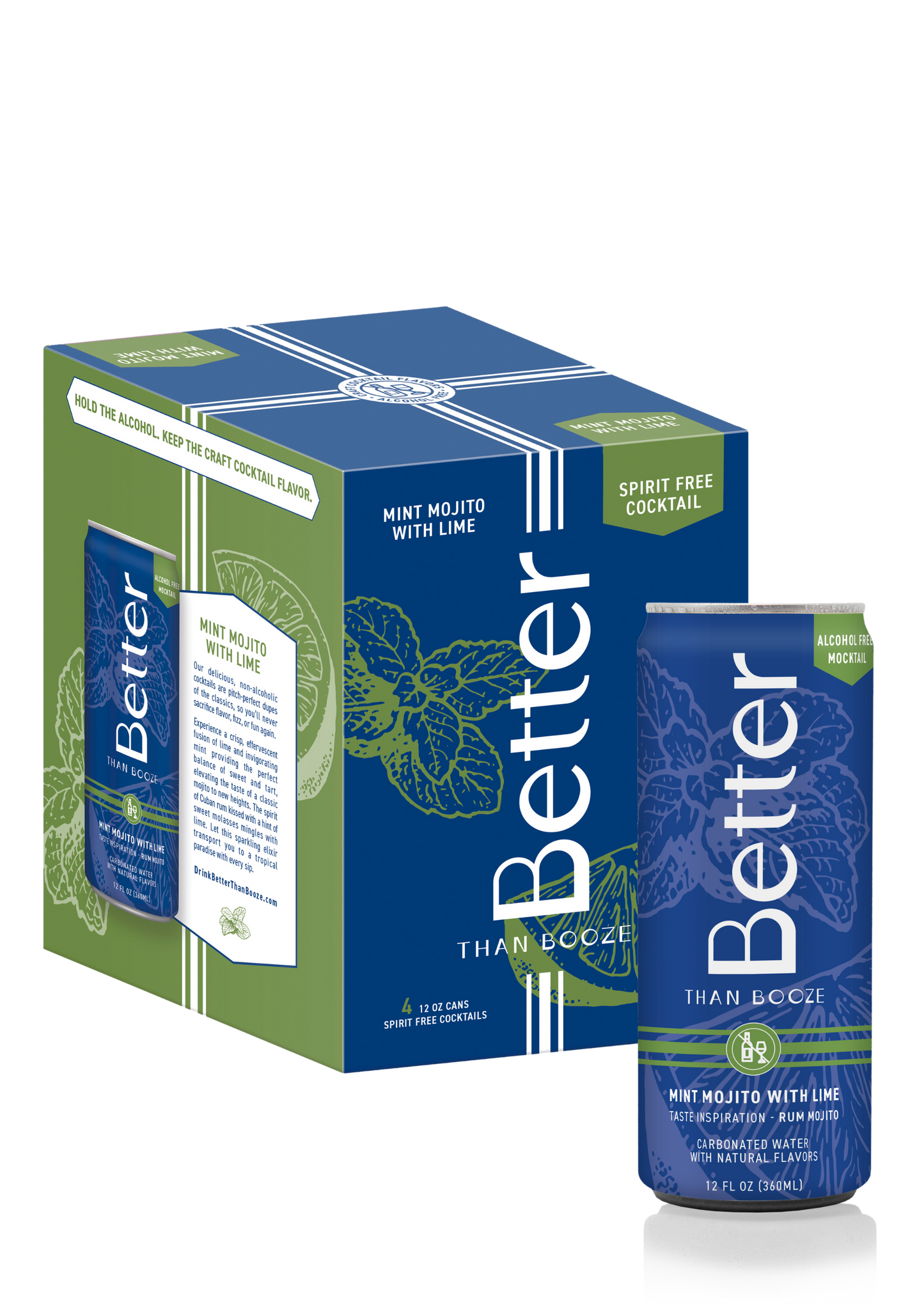 Better Than Booze - Mint Mojito With Lime Non Alcoholic Mocktail - 12 & 24-pack cans
