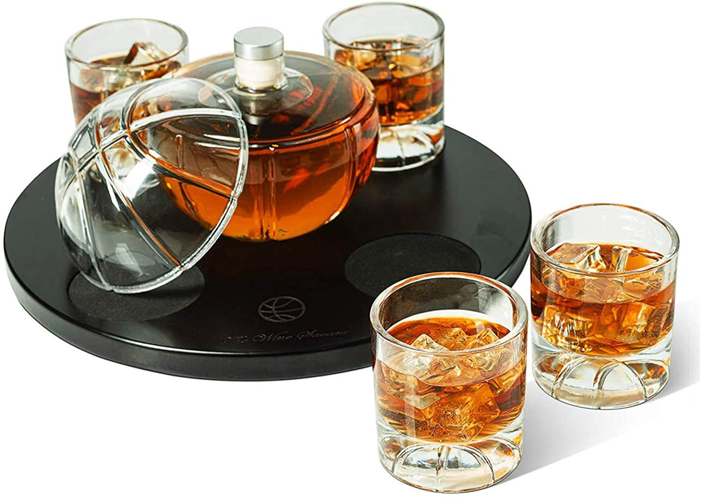 The Wine Savant - Basketball Decanter Set - Whiskey Scotch or Bourbon Decanter - 850ml
