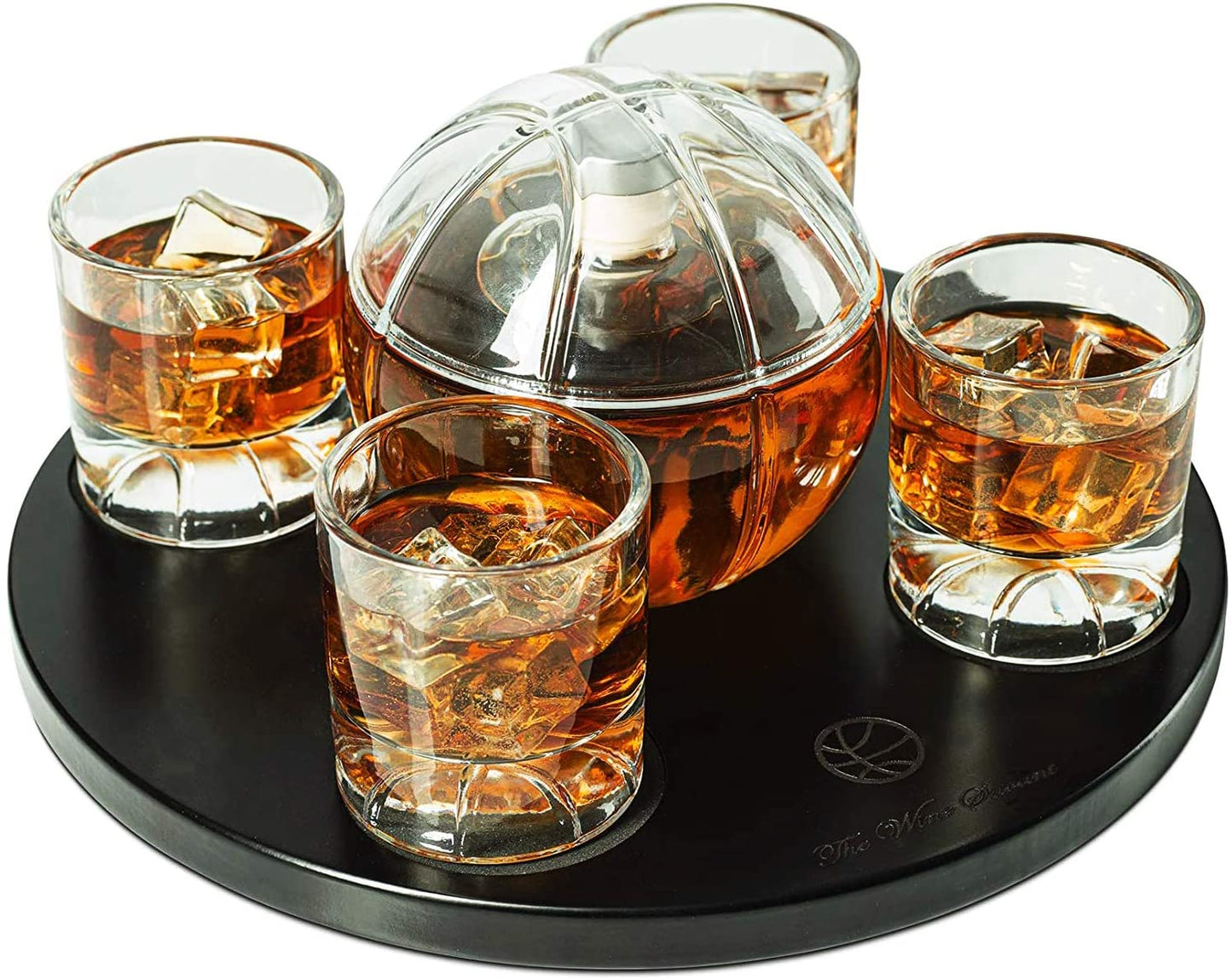 The Wine Savant - Basketball Decanter Set - Whiskey Scotch or Bourbon Decanter - 850ml