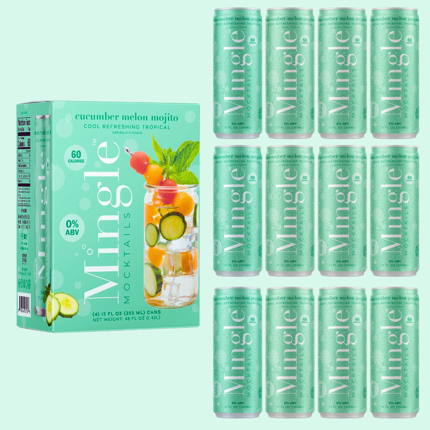 Mingle Mocktails - Cucumber Melon Mojito - 6/12/24 Cans