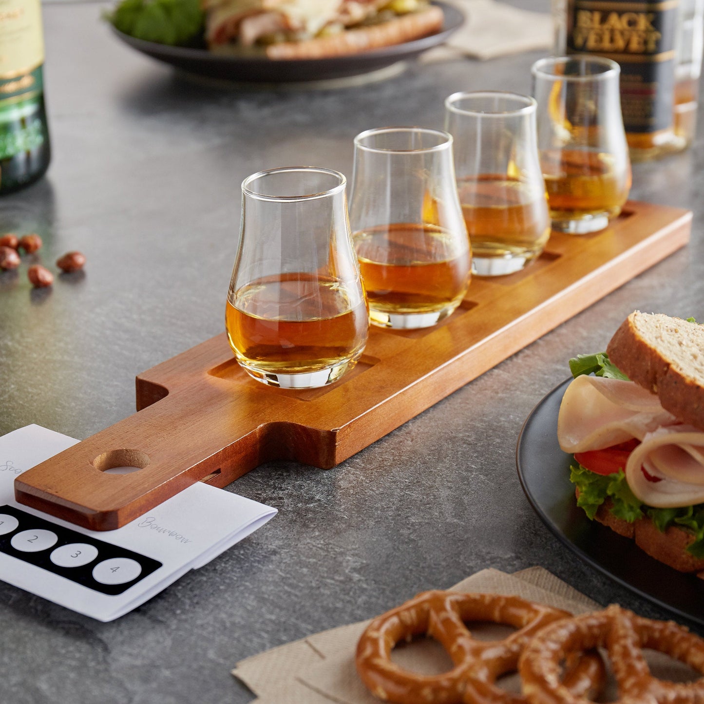 Flight Paddle with Whiskey Tasting Glasses by The Whiskey Ball