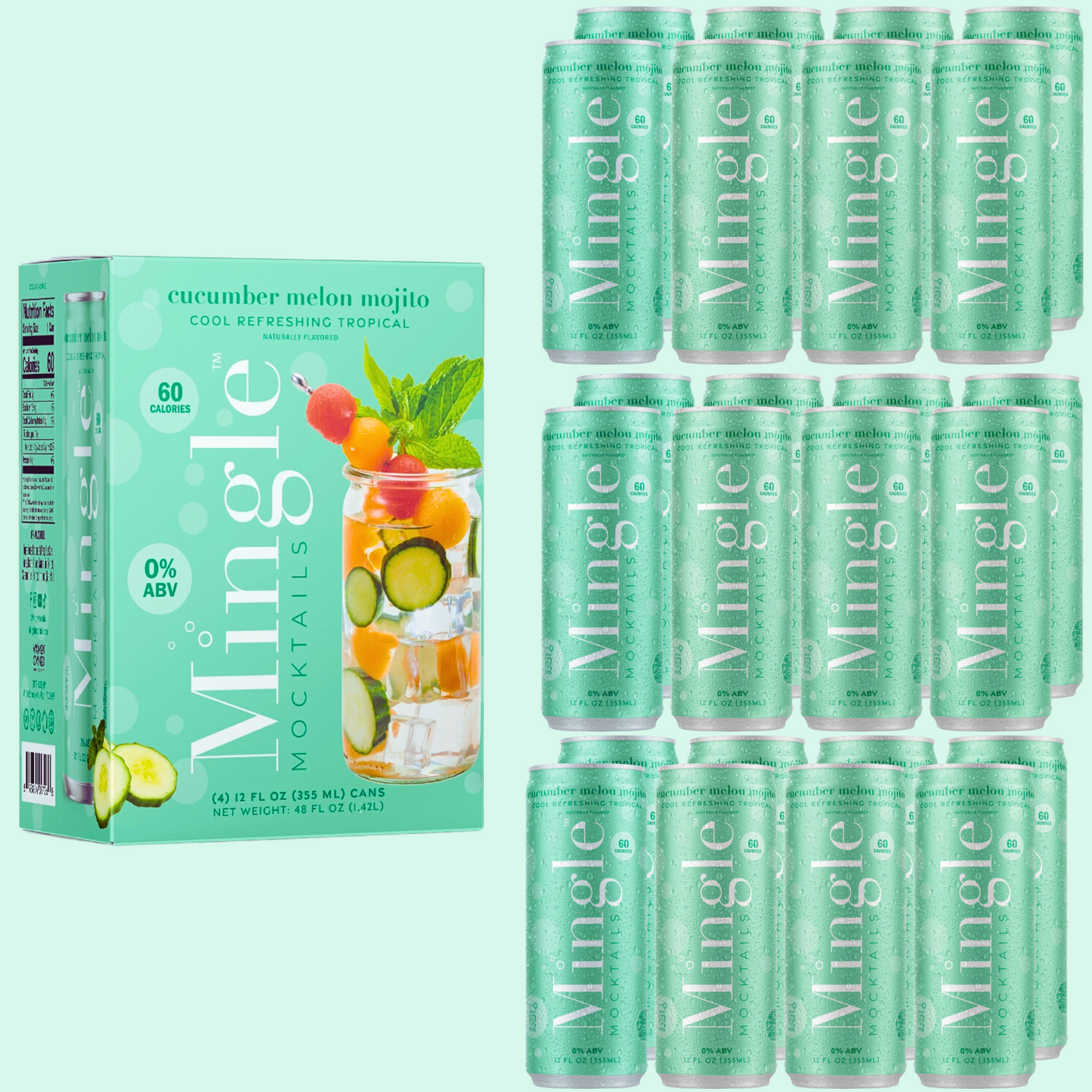 Mingle Mocktails - Cucumber Melon Mojito - 6/12/24 Cans