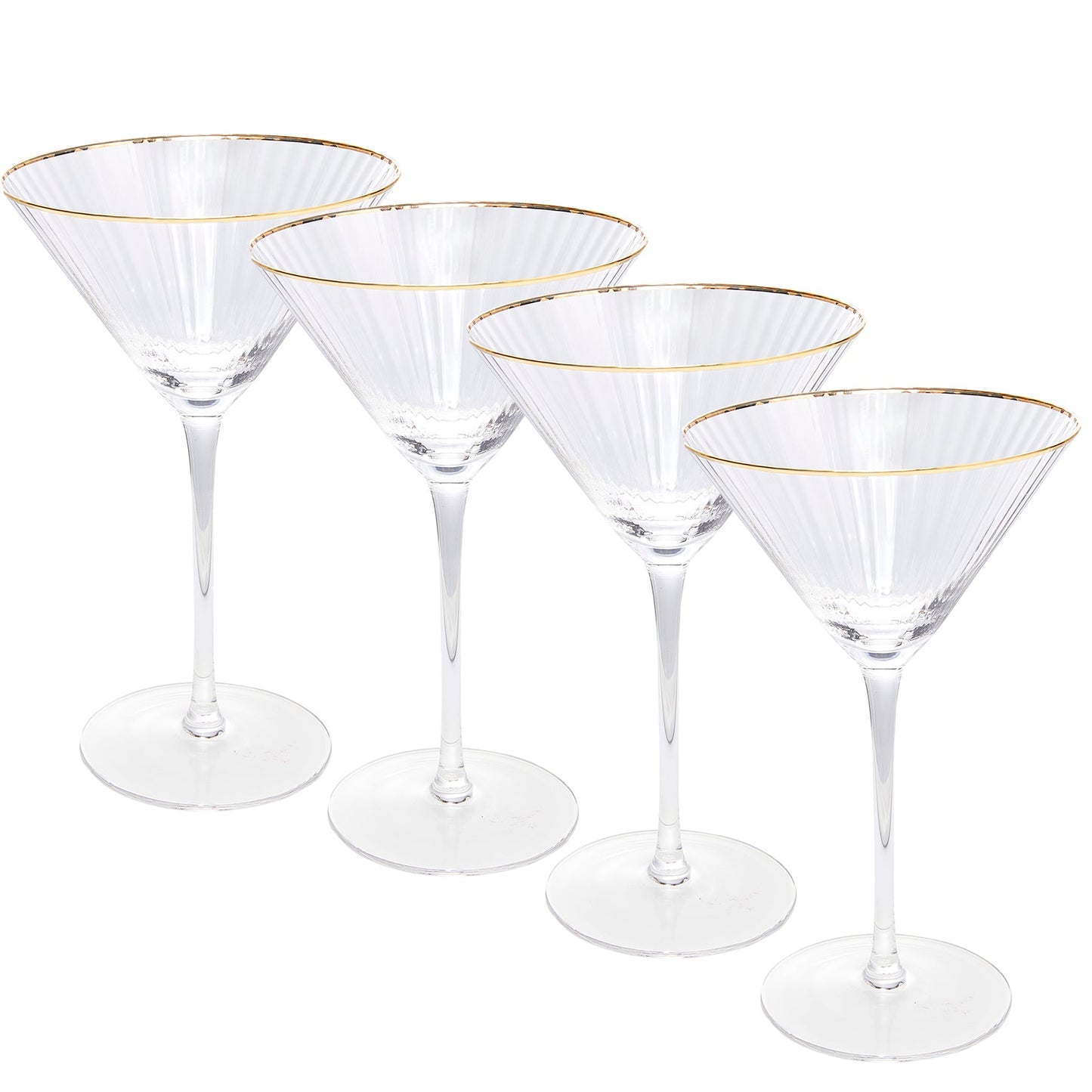 The Wine Savant - Gold Rim Vintage Martini Glasses - Set of 4 - 10oz