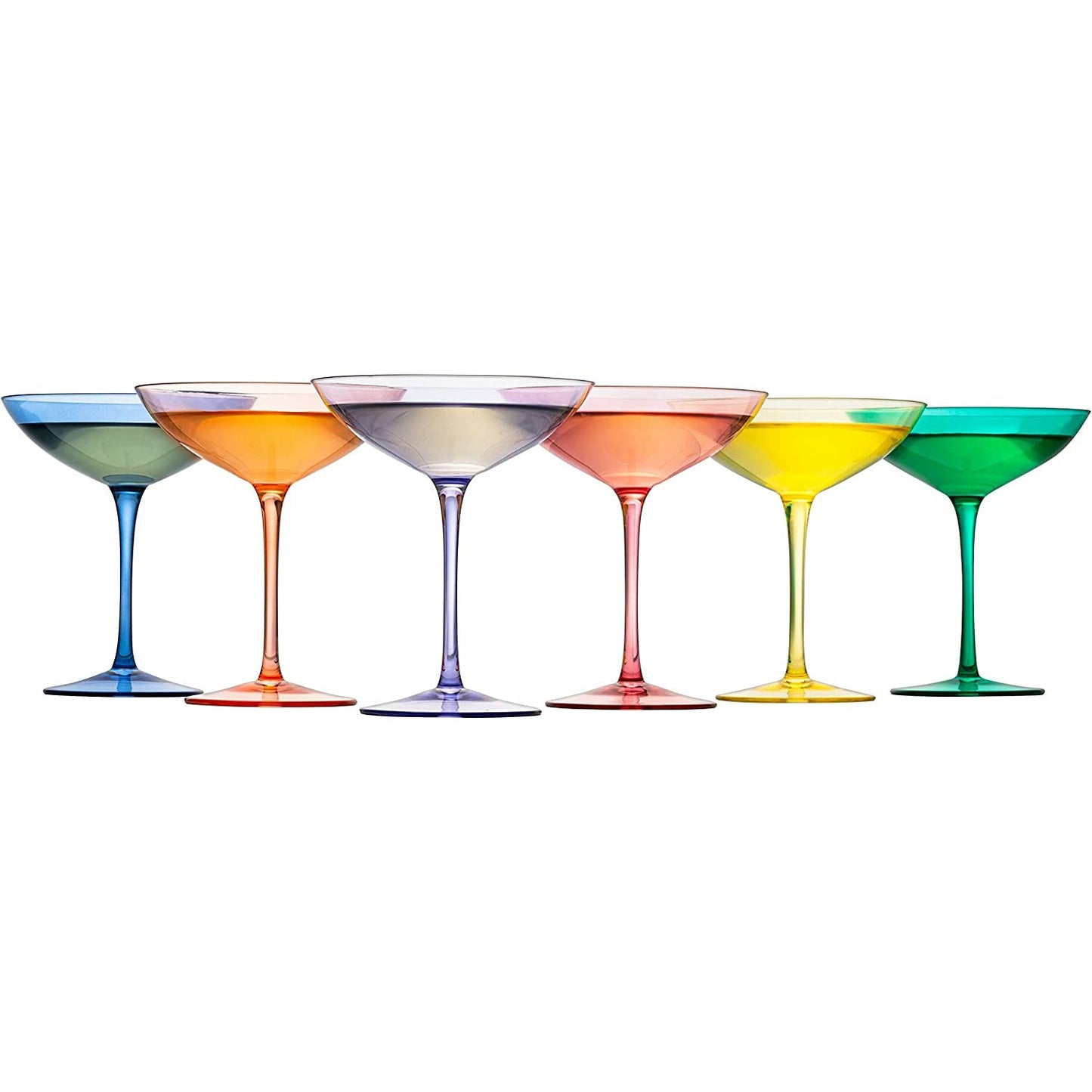 The Wine Savant - Colorful Champagne Coupes - 12oz - (6, Multicolored)