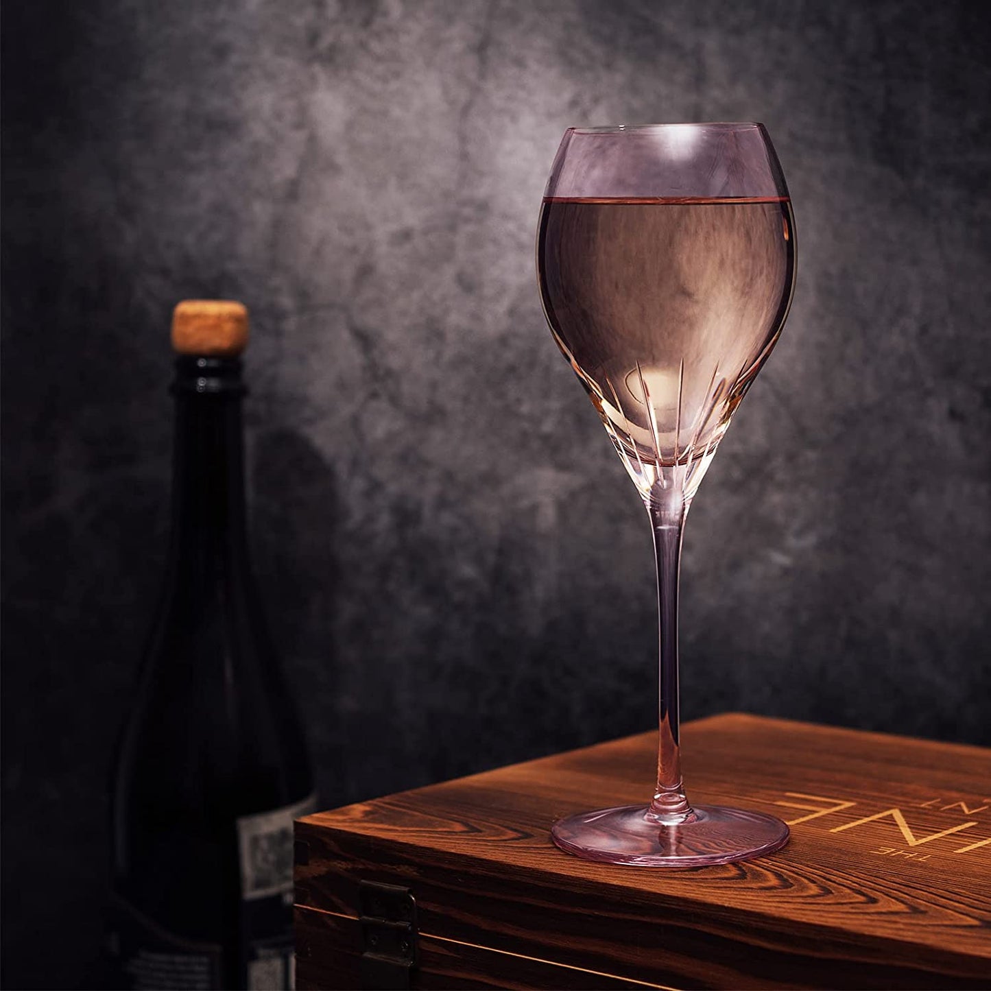 Paris Collection Crystal Pink Balloon Wine Glasses, Red & White Wines 14 oz Set of 4 by The Wine Savant - Extraordinary Parisian Glass, For Wedding Beautiful Present Anniversary Birthday Women Men Bar by The Wine Savant