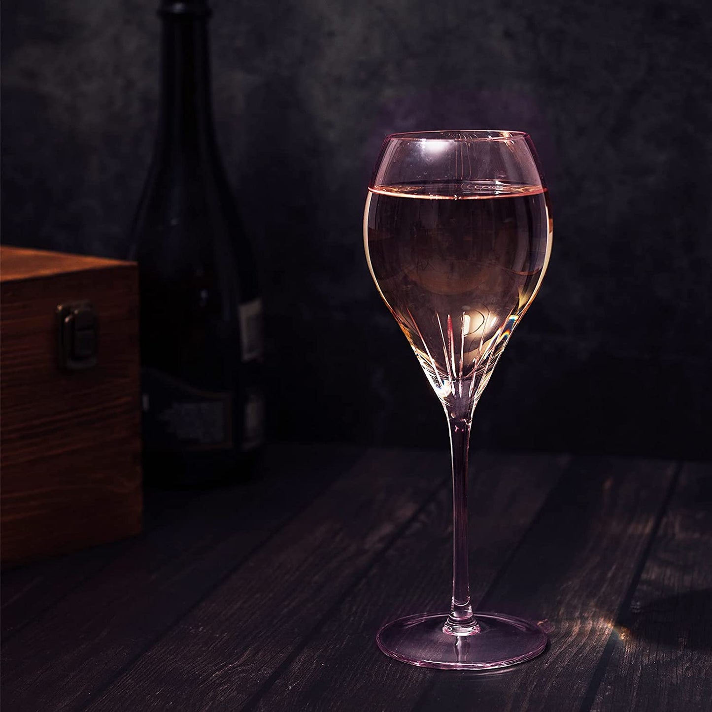 Paris Collection Crystal Pink Balloon Wine Glasses, Red & White Wines 14 oz Set of 4 by The Wine Savant - Extraordinary Parisian Glass, For Wedding Beautiful Present Anniversary Birthday Women Men Bar by The Wine Savant