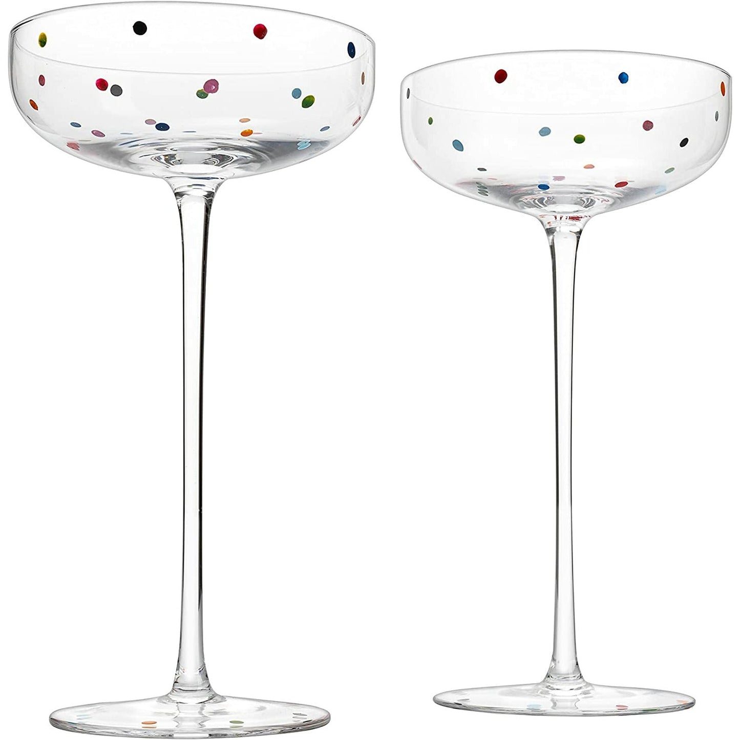 The Wine Savant - Polka Dot Champagne Coupe Glasses - Set of 2 - 12 oz