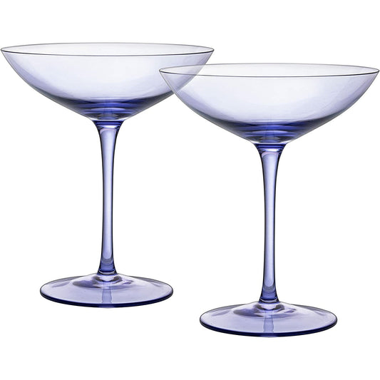The Wine Savant - Colorful Champagne Coupes - 12oz - Prosecco, Mimosa Glasses Set, Cocktail Glass Set, Bar Glassware Luster Glasses (2, Lavender)
