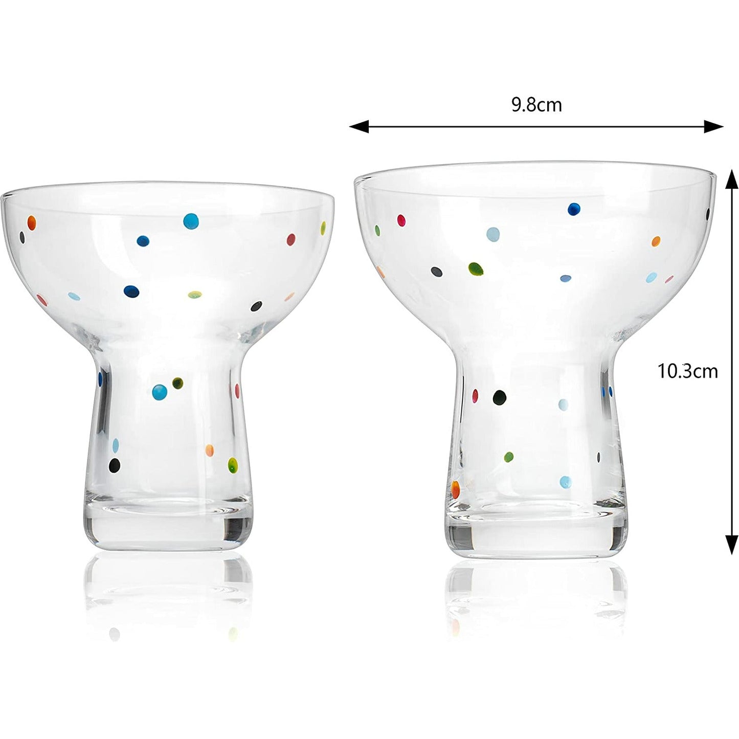 The Wine Savant - Polka Dot Margarita Glasses - Set of 2 - Elegant Cocktail Glasses, Ideal for Frozen Margaritas - 12 oz
