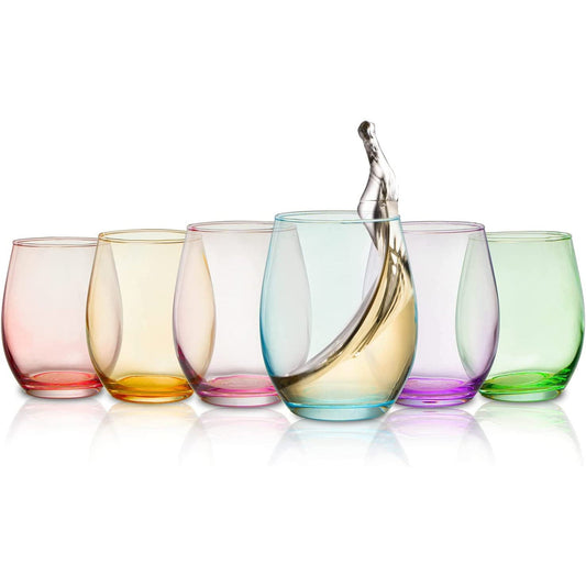 The Wine Savant - Colored Wine Glass Set - Set of 6 - 12 oz