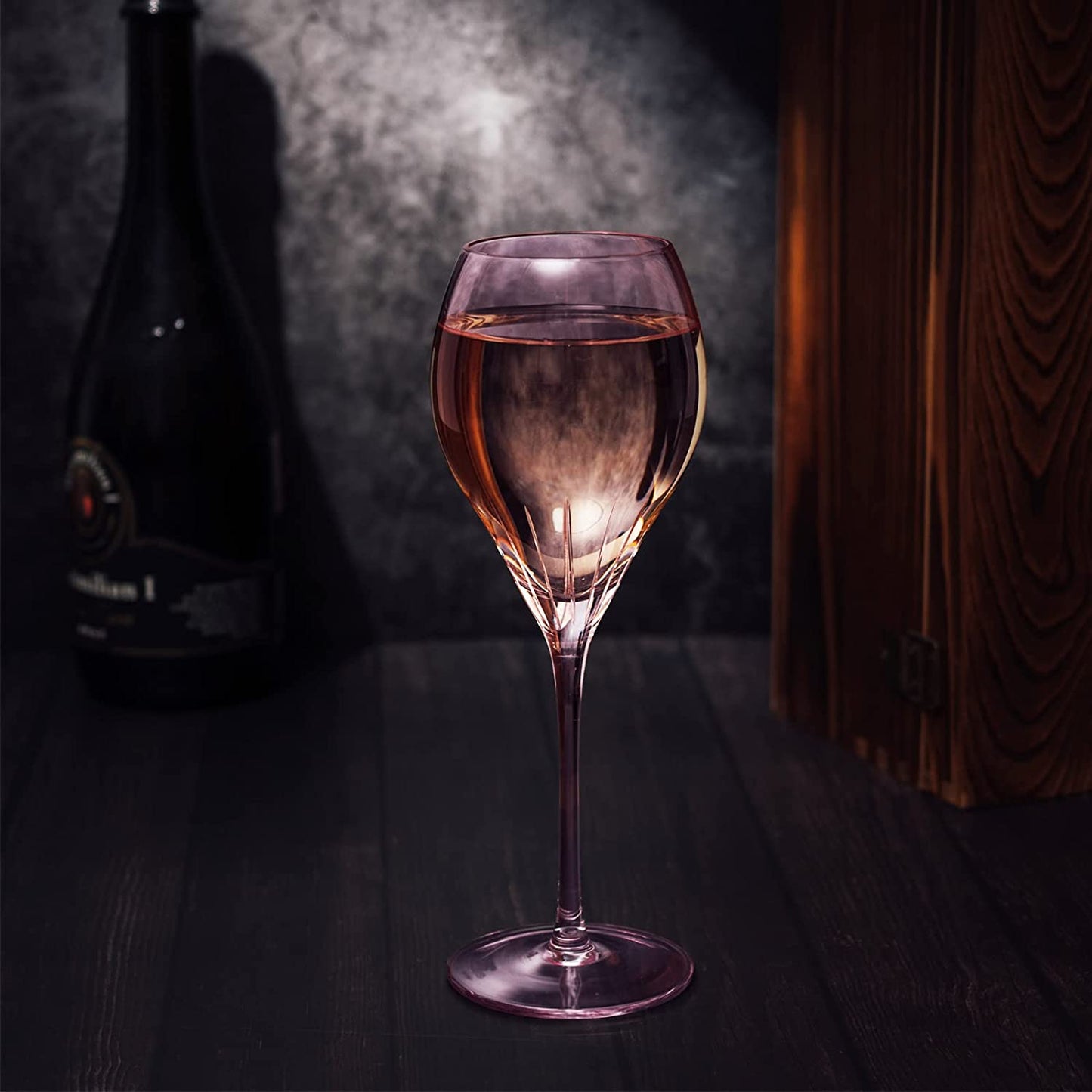 Paris Collection Crystal Pink Balloon Wine Glasses, Red & White Wines 14 oz Set of 4 by The Wine Savant - Extraordinary Parisian Glass, For Wedding Beautiful Present Anniversary Birthday Women Men Bar by The Wine Savant