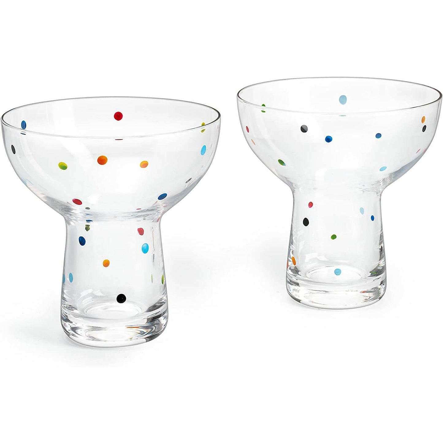 The Wine Savant - Polka Dot Margarita Glasses - Set of 2 - Elegant Cocktail Glasses, Ideal for Frozen Margaritas - 12 oz