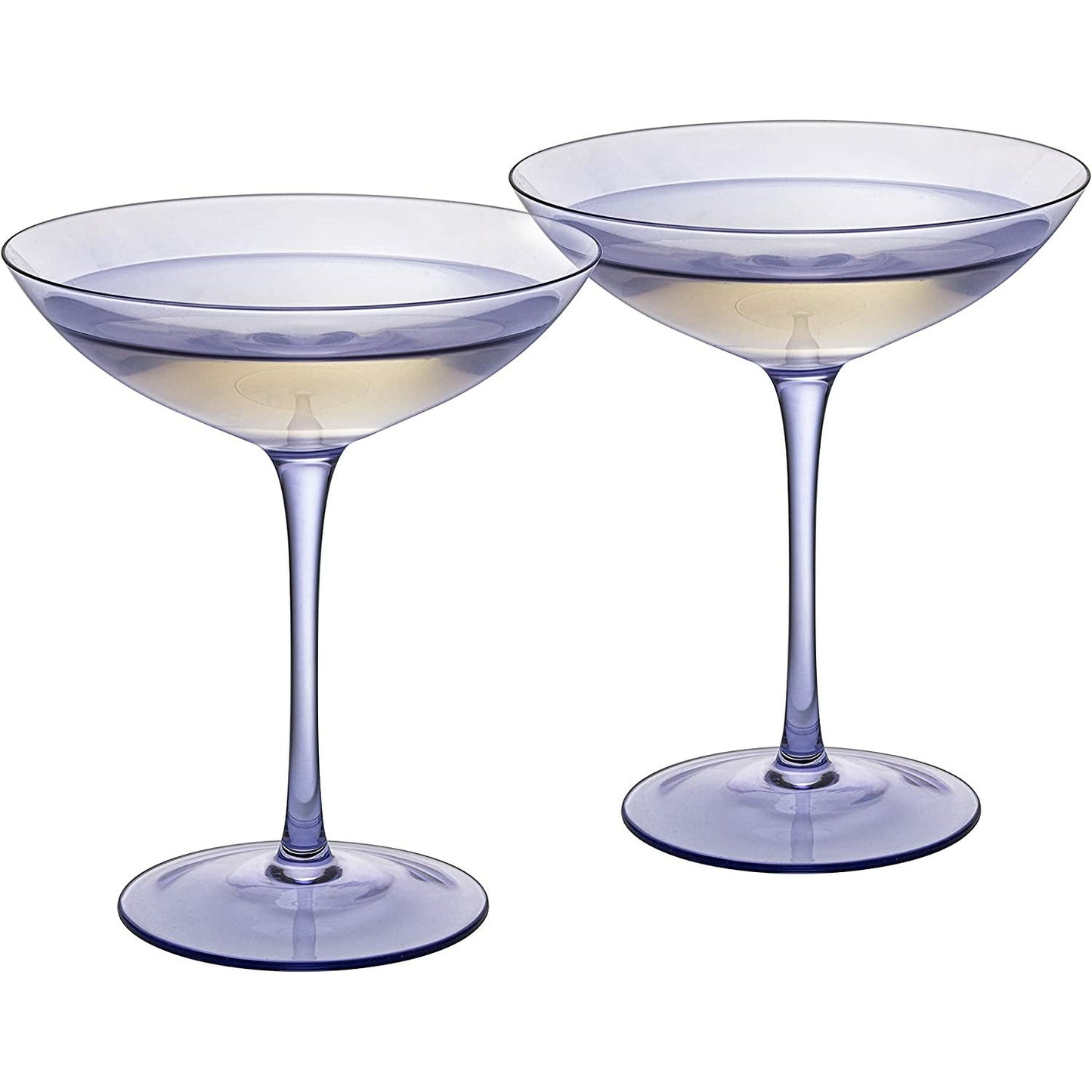 The Wine Savant - Colorful Champagne Coupes - 12oz - Prosecco, Mimosa Glasses Set, Cocktail Glass Set, Bar Glassware Luster Glasses (2, Lavender)