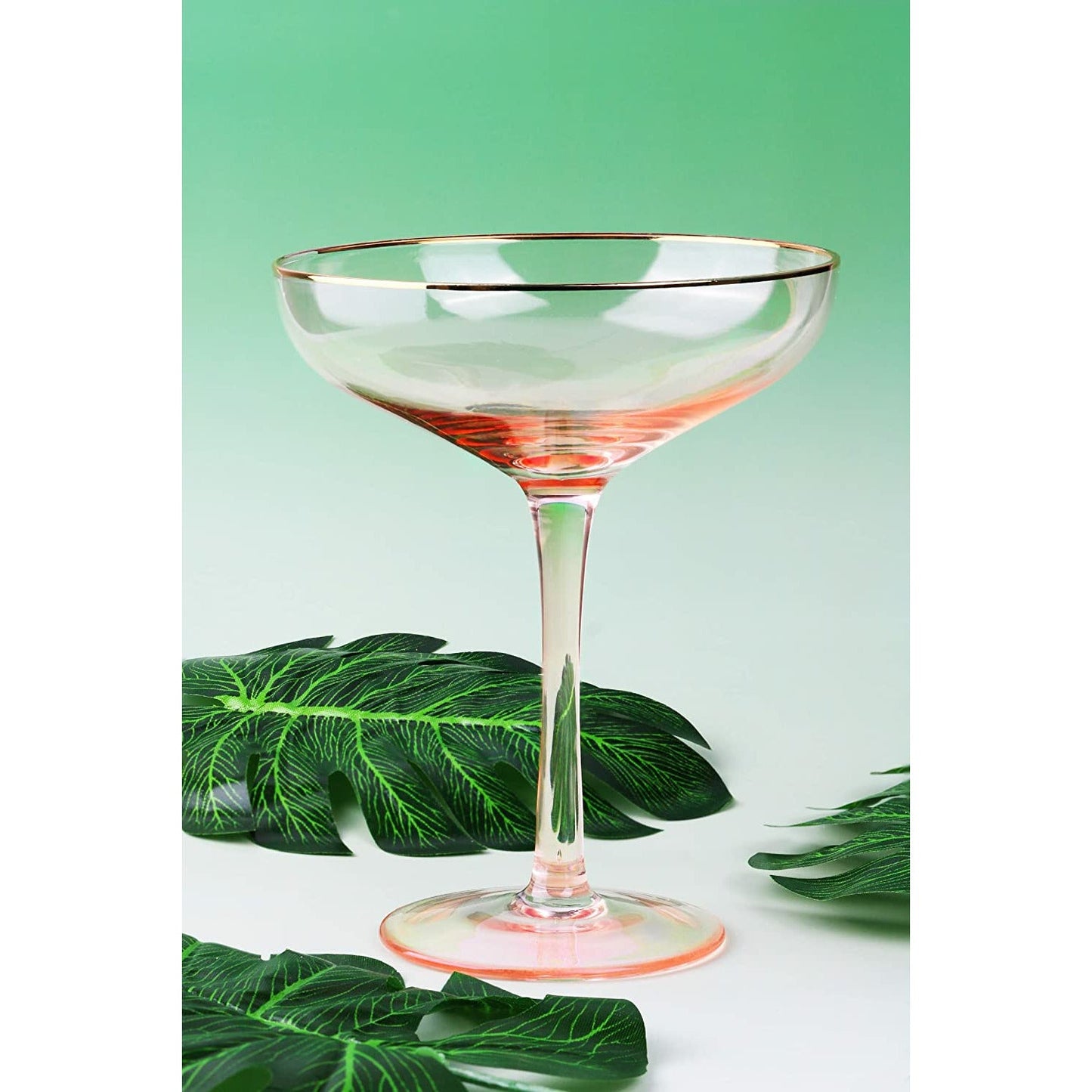 The Wine Savant - Gilded Pink Rim Coupe Cocktail Glasses (set of 2) - 9oz