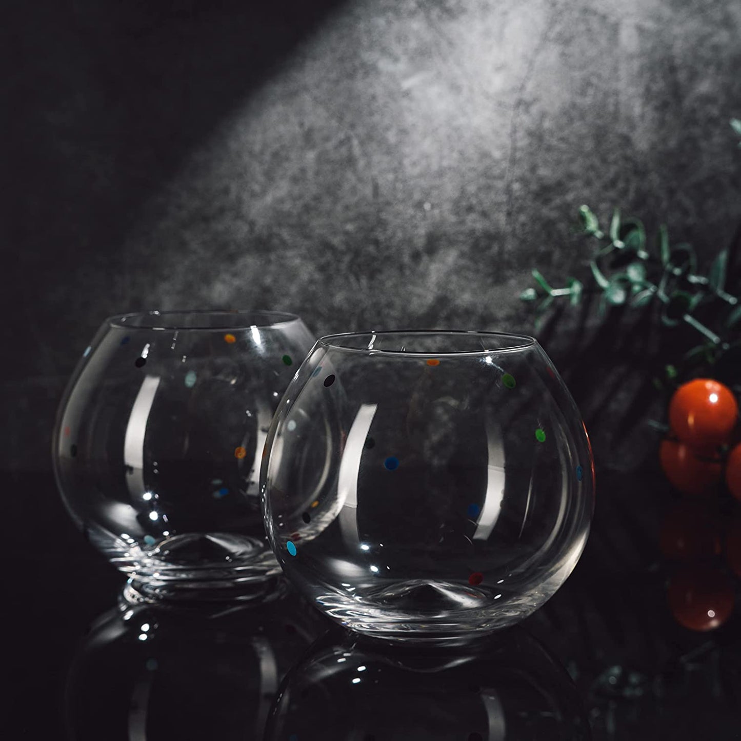 The Wine Savant - Polka Dot Stemless Bubble Wine Glasses - Set of 2 - 16oz