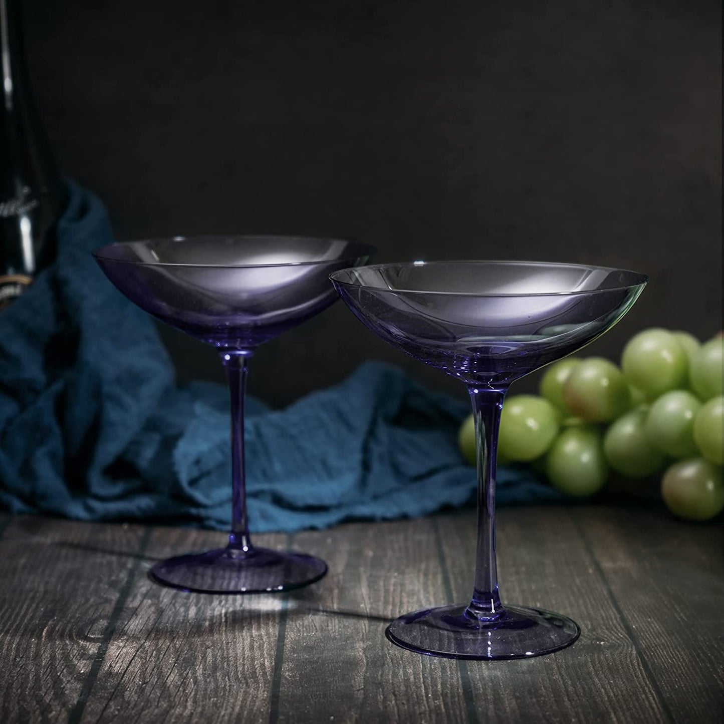 The Wine Savant - Colorful Champagne Coupes - 12oz - Prosecco, Mimosa Glasses Set, Cocktail Glass Set, Bar Glassware Luster Glasses (2, Lavender)