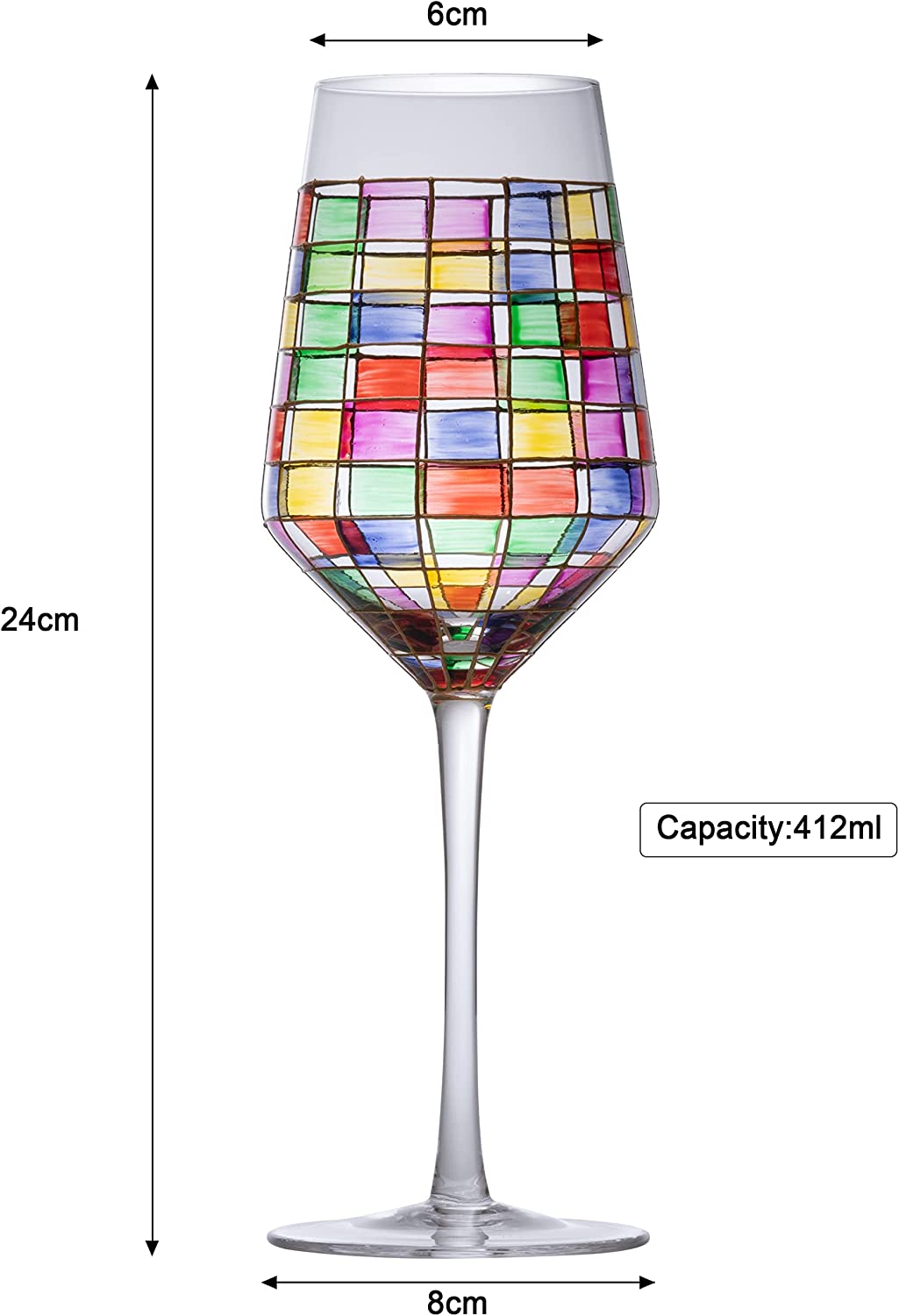 The Wine Savant - Renaissance Stained Wine Glasses - Festive Set of 2 Stemmed Glasses