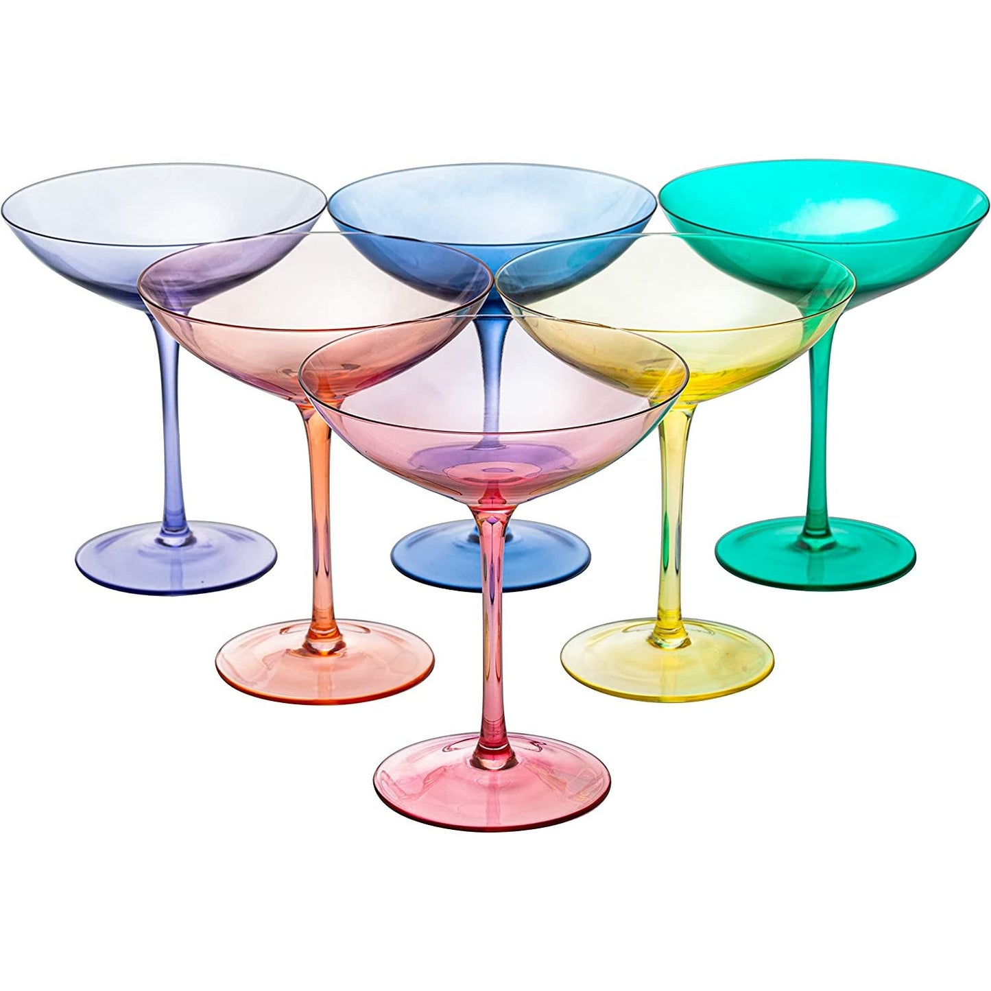 The Wine Savant - Colorful Champagne Coupes - 12oz - (6, Multicolored)
