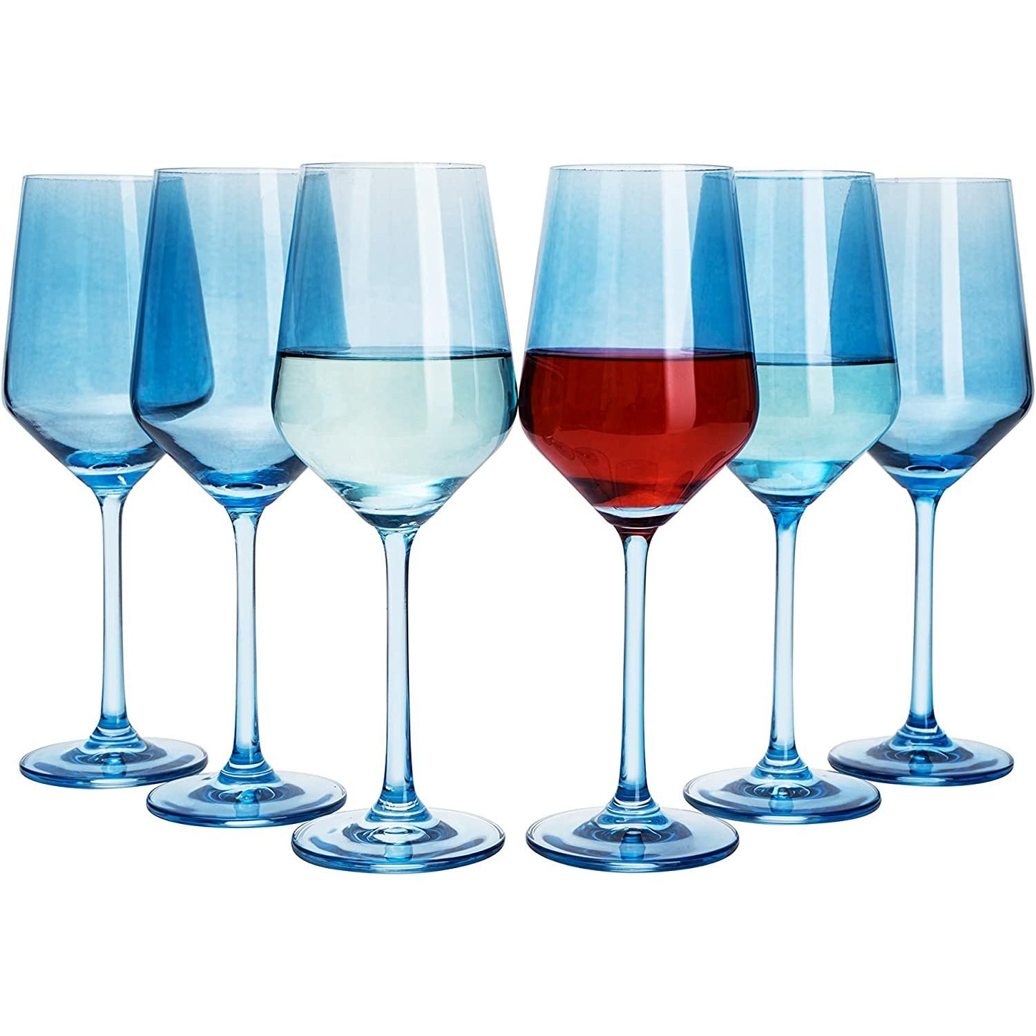 The Wine Savant - Italian Style Crystal Blue Colored Wine Glasses - Se – NA  Deal Depot