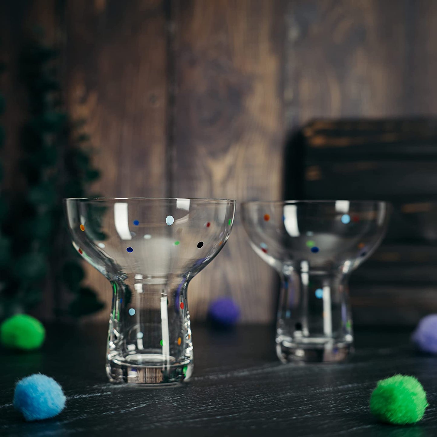 The Wine Savant - Polka Dot Margarita Glasses - Set of 2 - Elegant Cocktail Glasses, Ideal for Frozen Margaritas - 12 oz