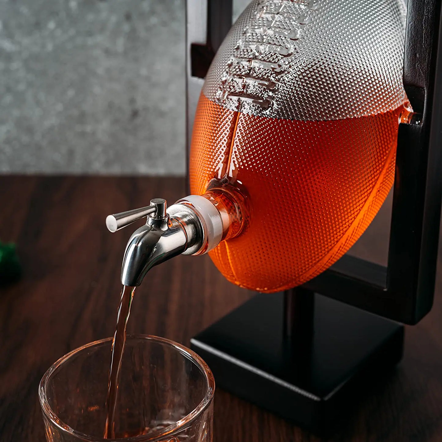 The Wine Savant - Football Decanter for Whiskey, Wine, Water - Spigot Faucet - 1400ml