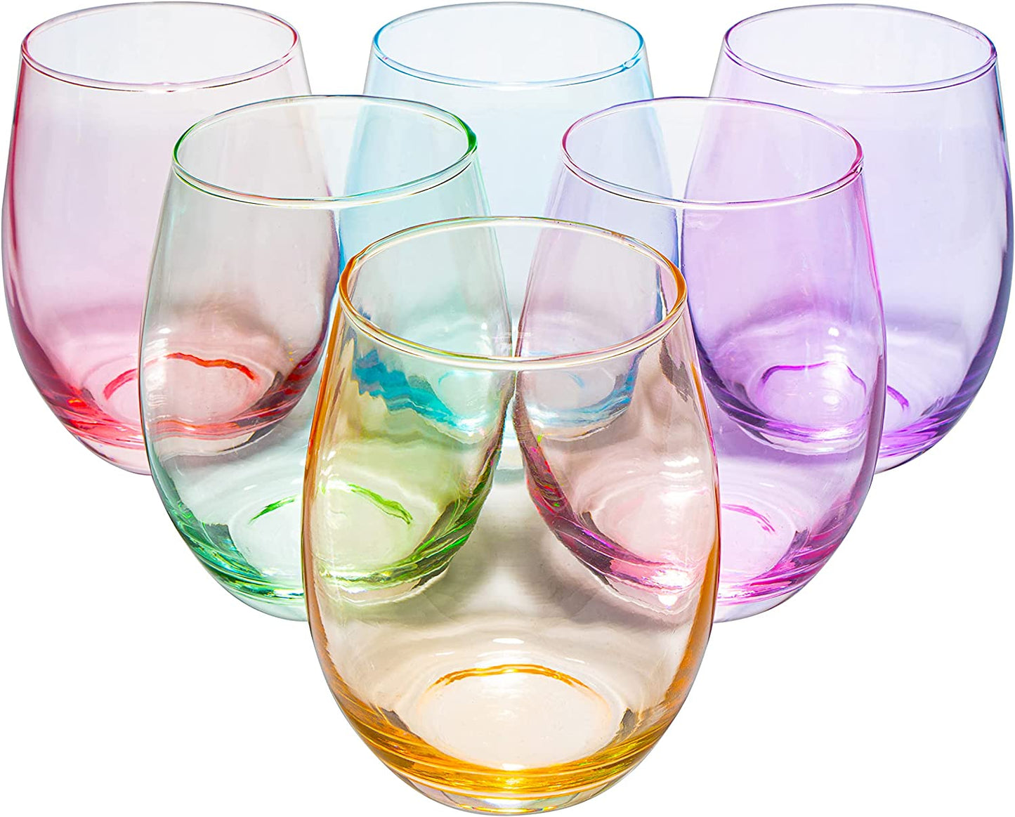 The Wine Savant - Colored Wine Glass Set - Set of 6 - 12 oz
