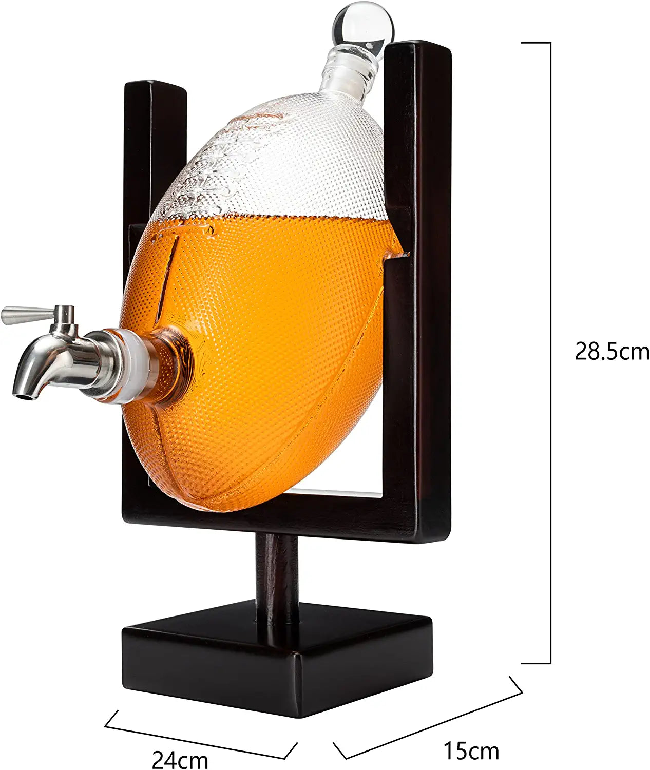 The Wine Savant - Football Decanter for Whiskey, Wine, Water - Spigot Faucet - 1400ml