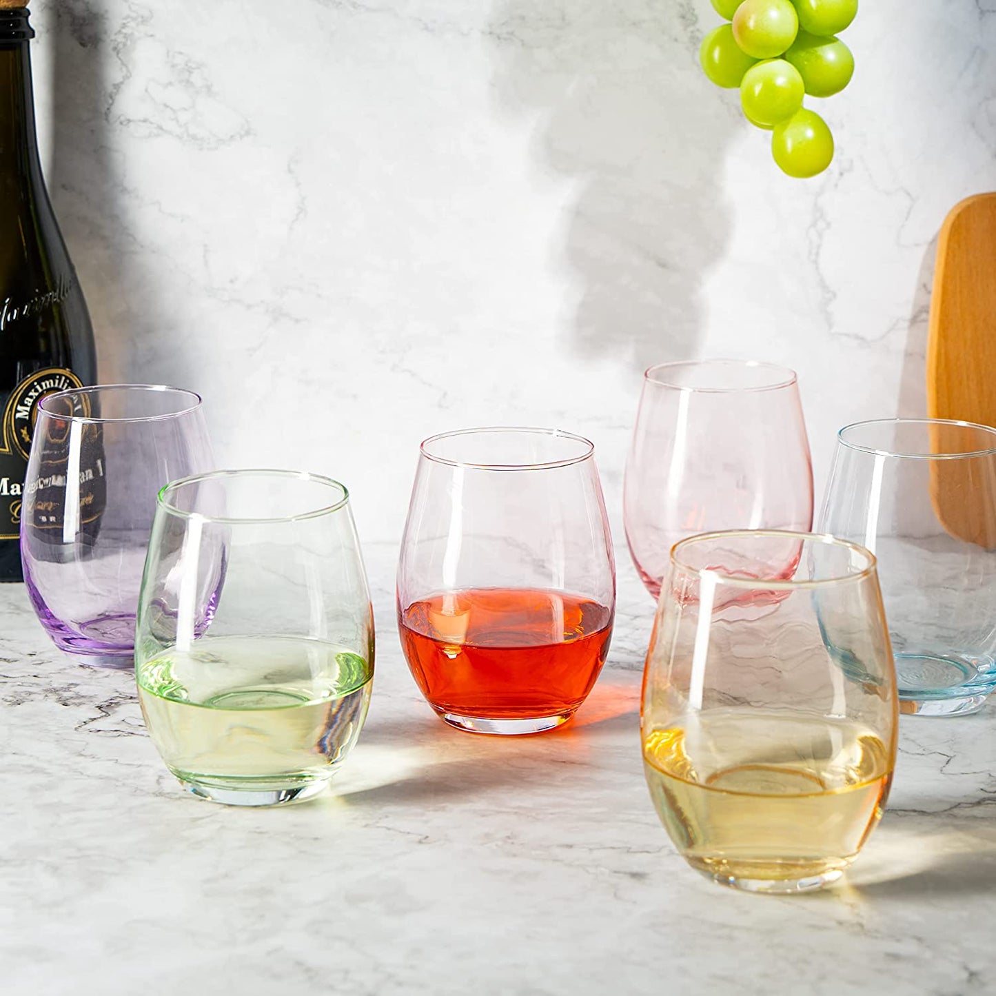 The Wine Savant - Colored Wine Glass Set - Set of 6 - 12 oz