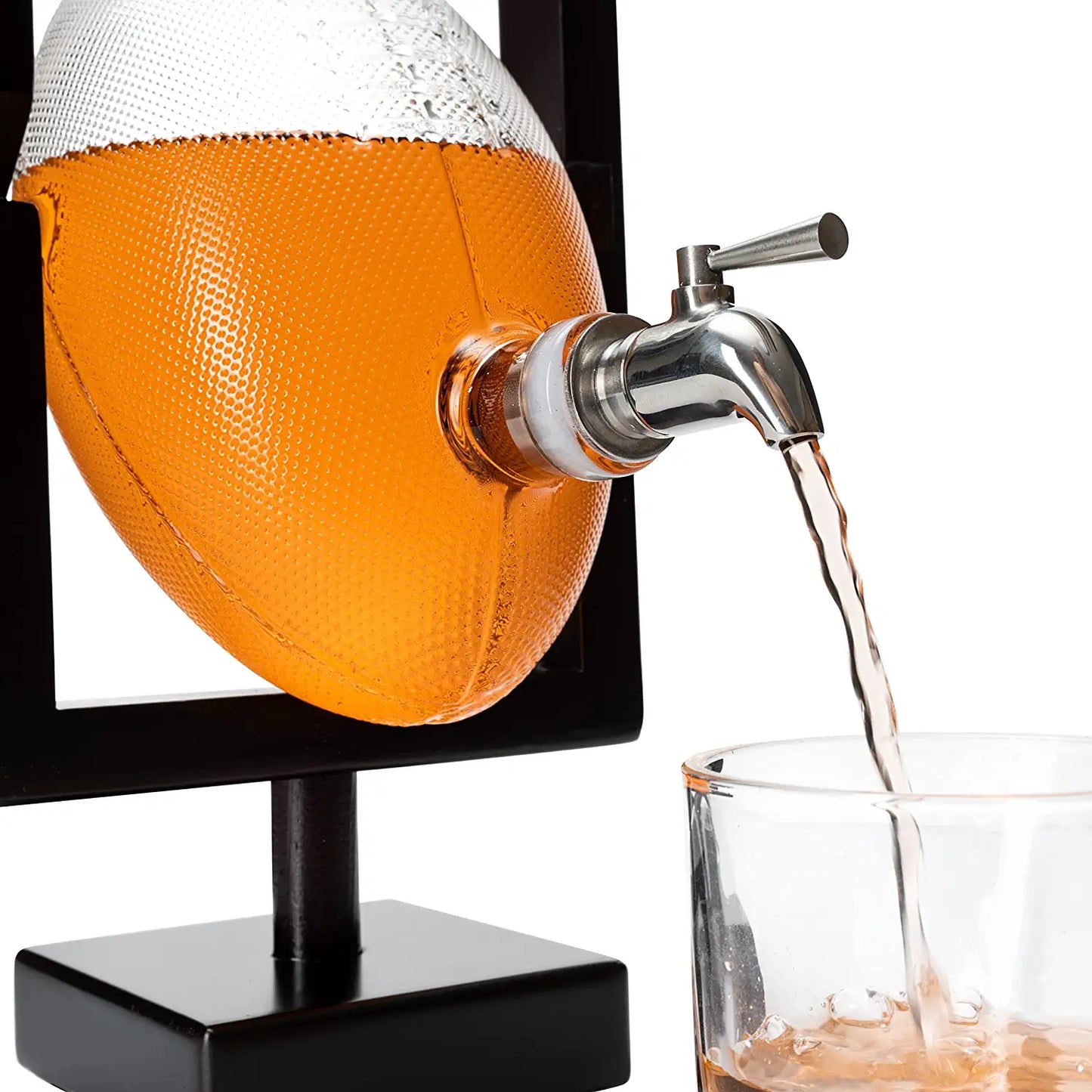 The Wine Savant - Football Decanter for Whiskey, Wine, Water - Spigot Faucet - 1400ml