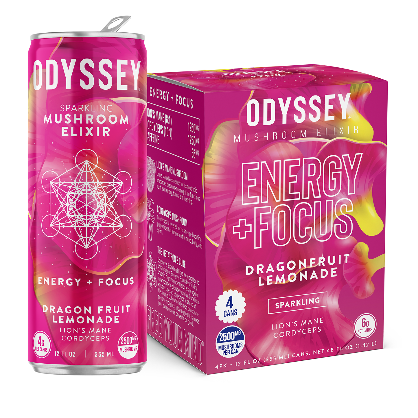 OdysseyElixir - ENERGY + FOCUS - DRAGON FRUIT LEMONADE - 12-pack