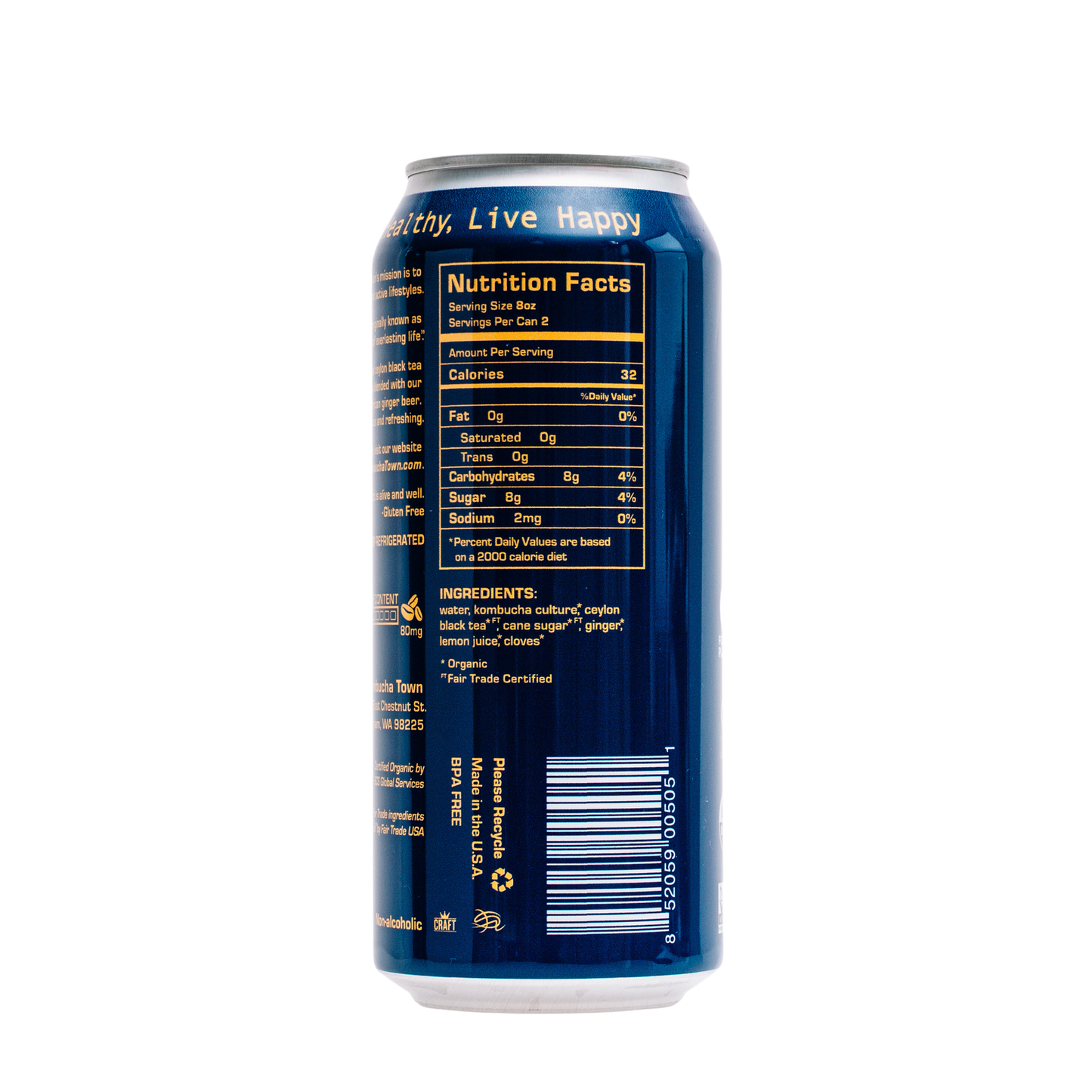 KombuchaTown - Original Ginger - 6 or 12 packs of 16oz cans