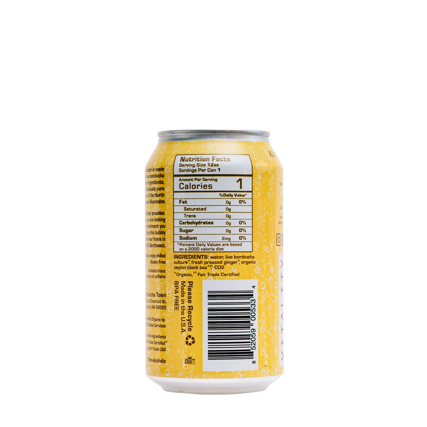 KombuchaTown - Ginger Energy Live Seltzer (case of 12 - 12oz cans)