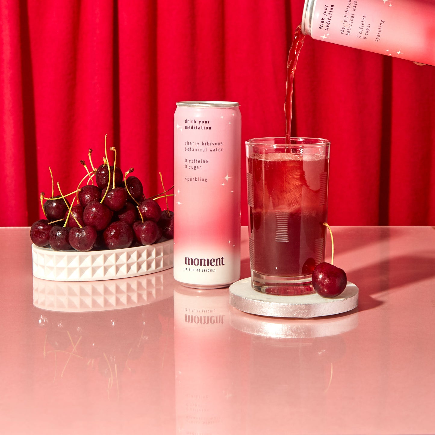 Moment | Drink Your Meditation - cherry hibiscus adaptogen drink (12-pack)