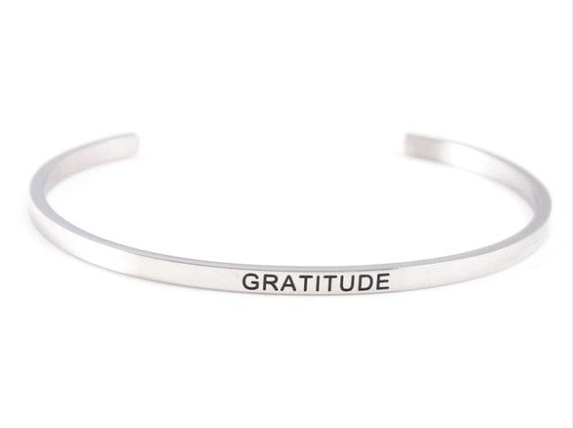 Gratitude Stainless Steel Cuff Bracelet by The Bullish Store