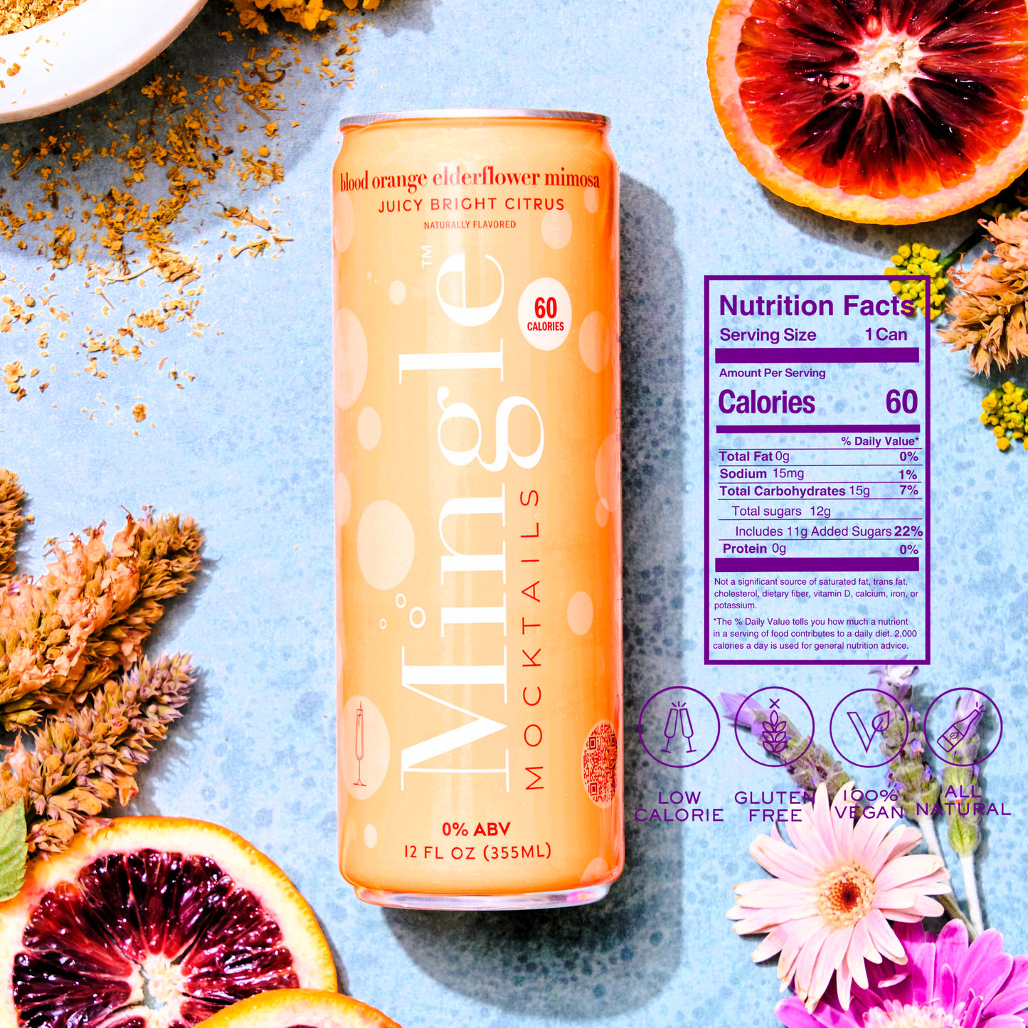 Mingle Mocktails - Blood Orange Elderflower Mimosa