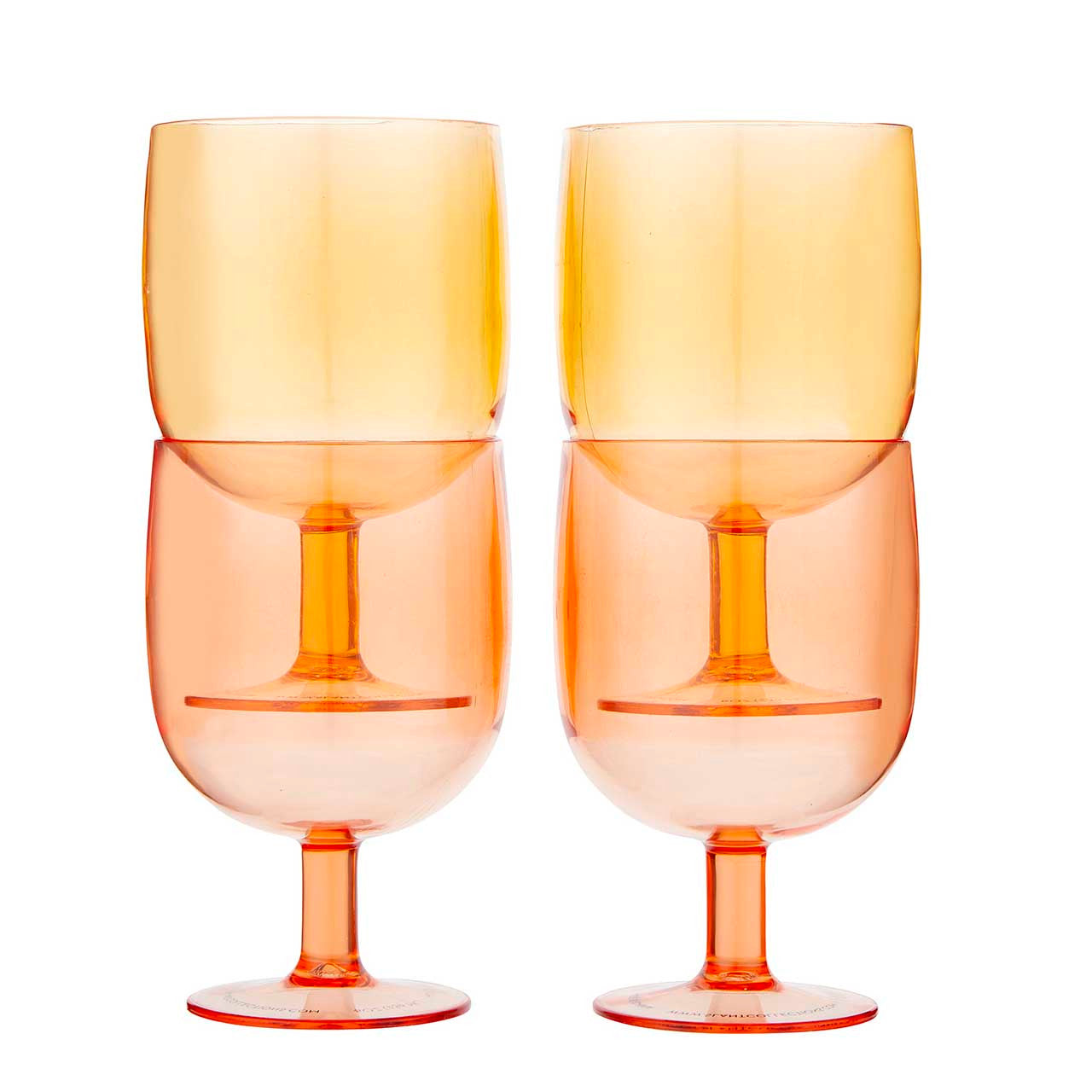 The Bullish Store - Stackable Acrylic Stemmed Wine Glasses - Pink Orange - Set of 4